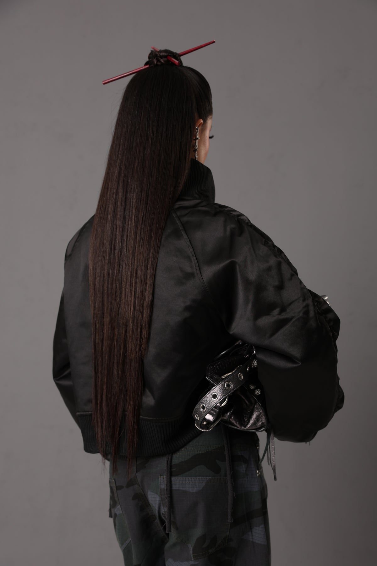 BOMBER SATINATO STEPH NERO BY LUMINA