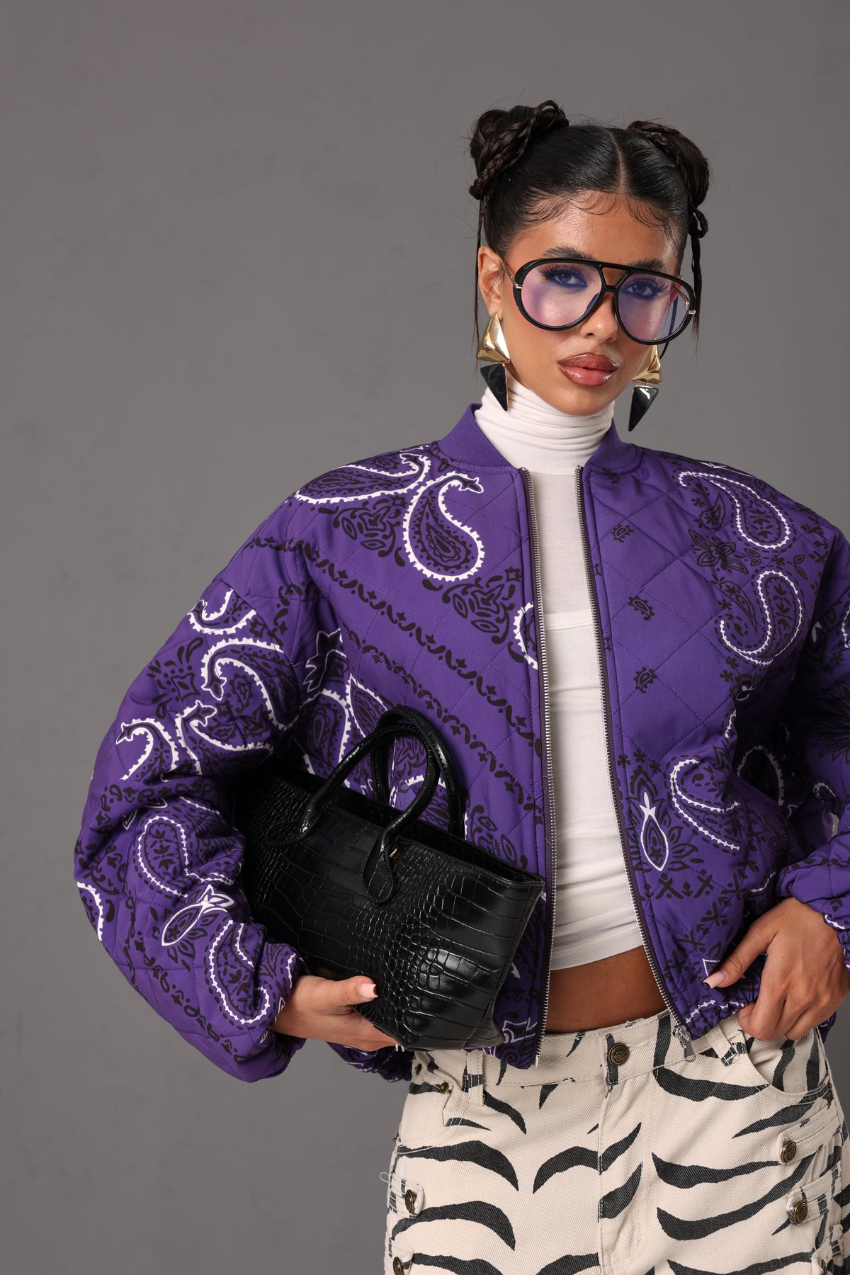 BOMBER TRAPUNTATO PAISLEY STEFF VIOLA BY LUMINA