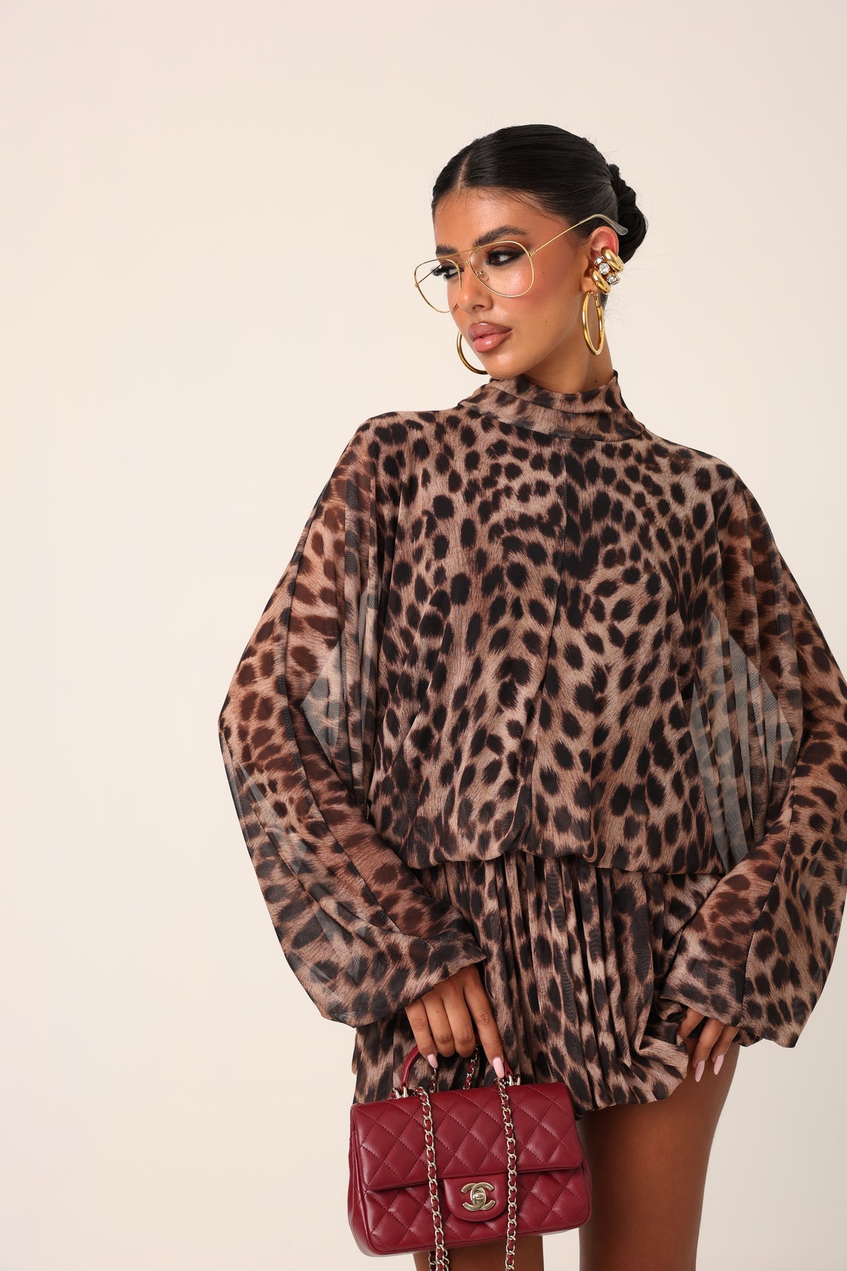 VESTITO VELATO SMERALDA LEOPARDATO BY LUMINA