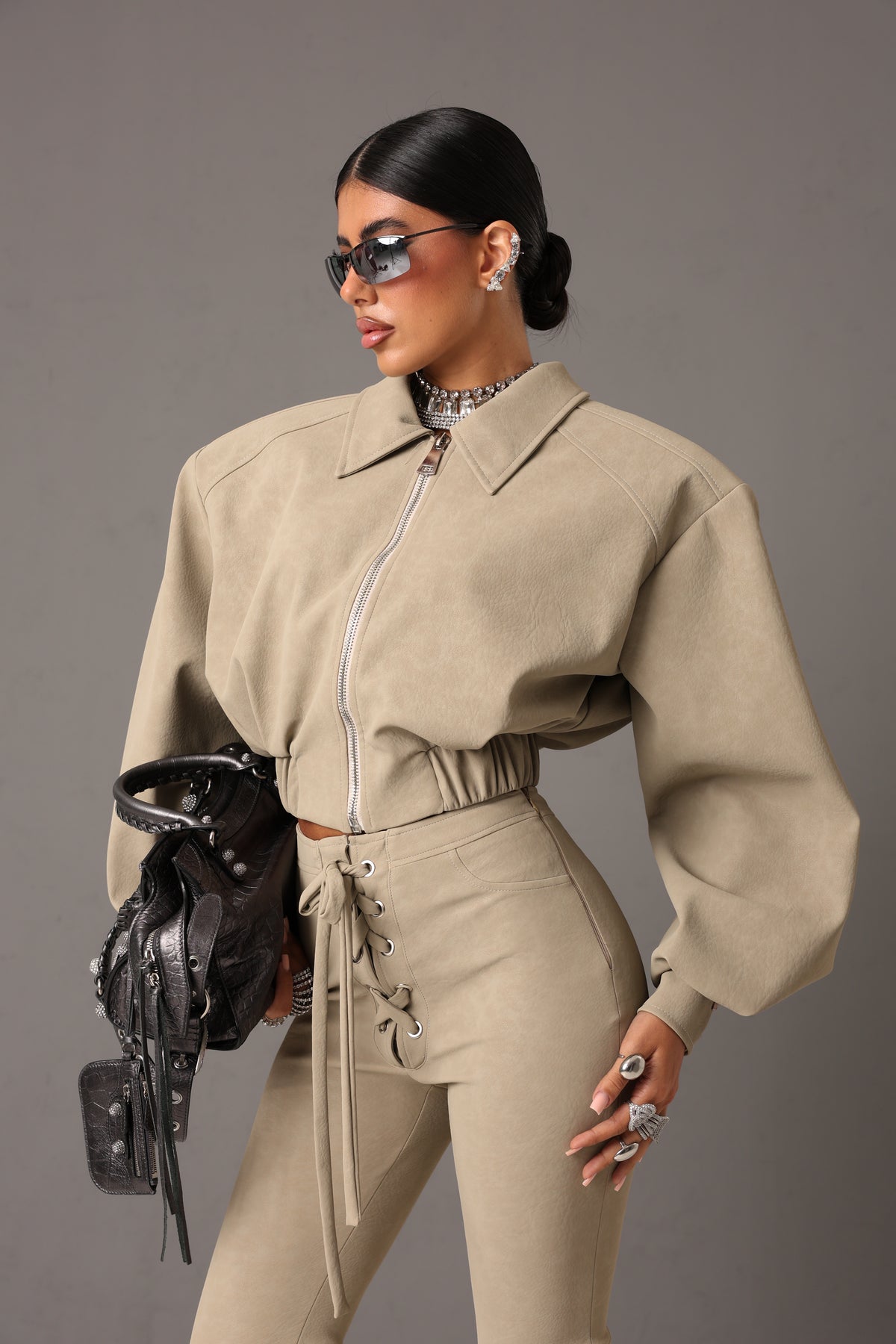 BOMBER ECOPELLE ANNABELLE BEIGE BY MARZIA MANGO
