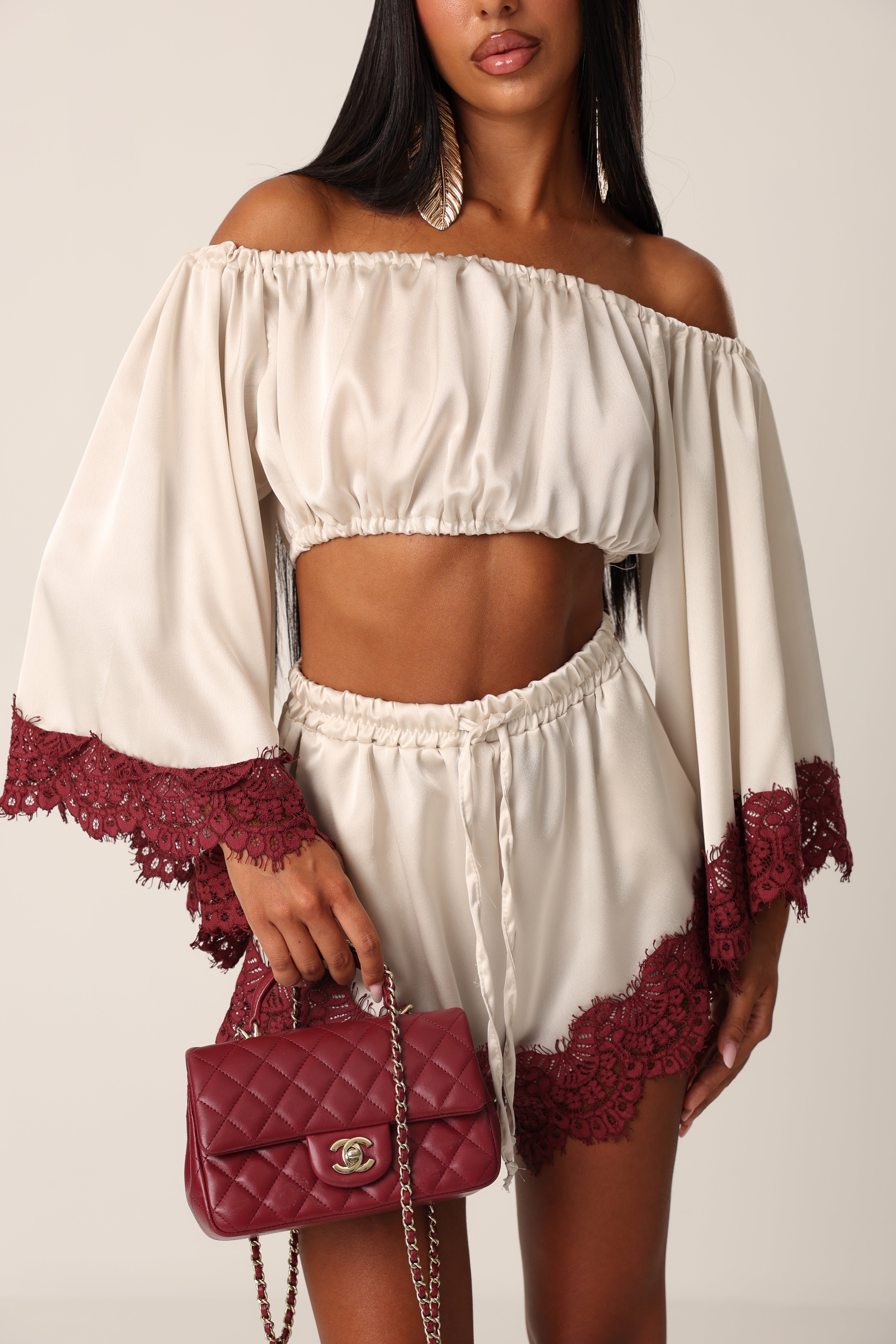COORDINATO PIZZO DAKOTA AVORIO/BORDEAUX