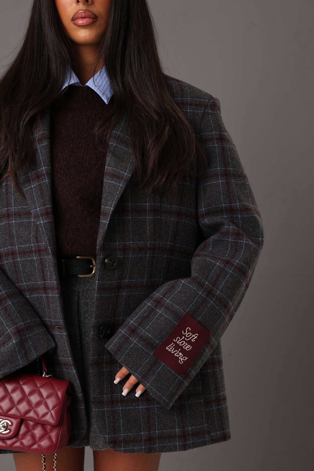 BLAZER QUADRI SOFT,SLOW,LIVING GRIGIA BY LUMINA