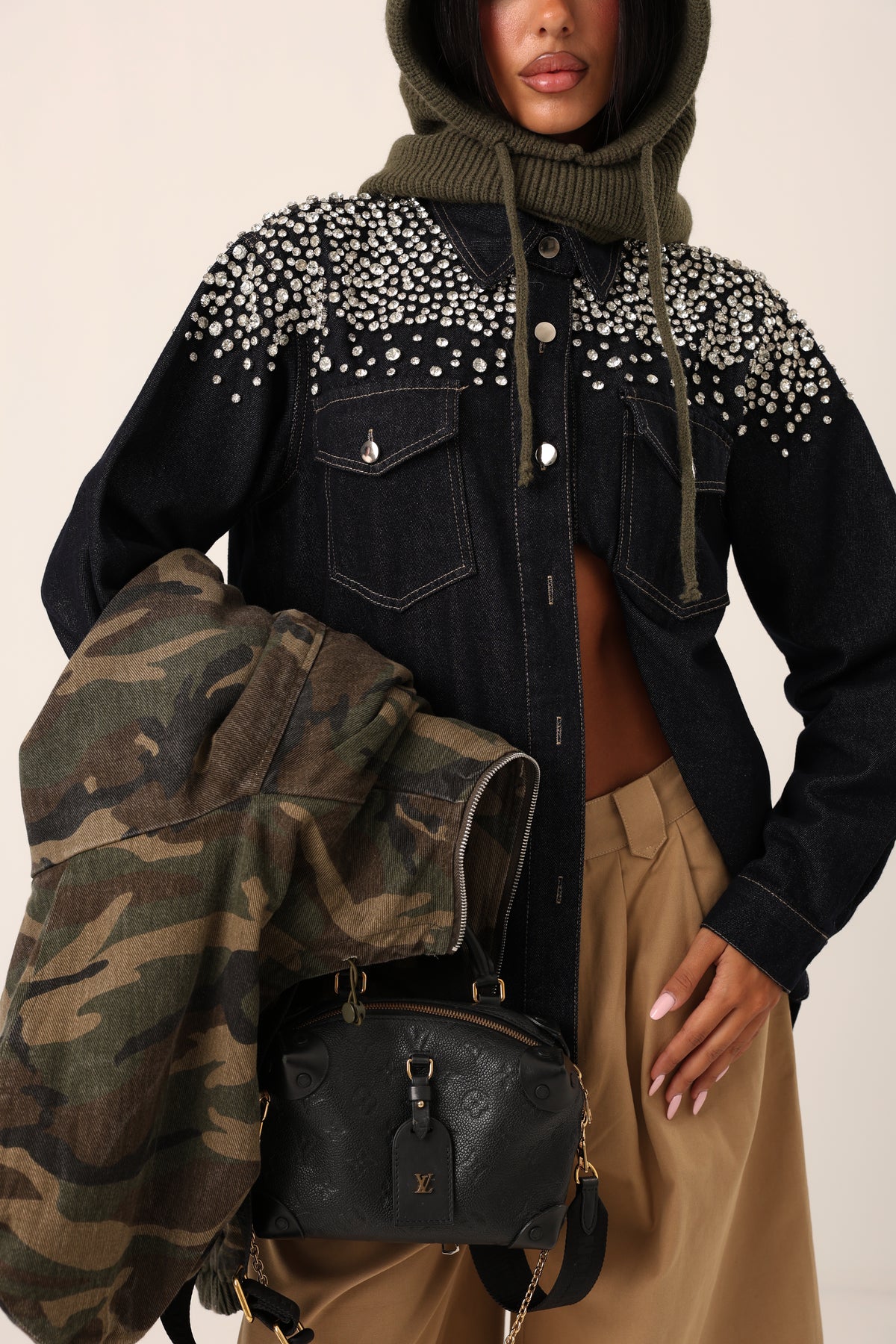 CAMICIA STRASS GENESIS DENIM SCURO
