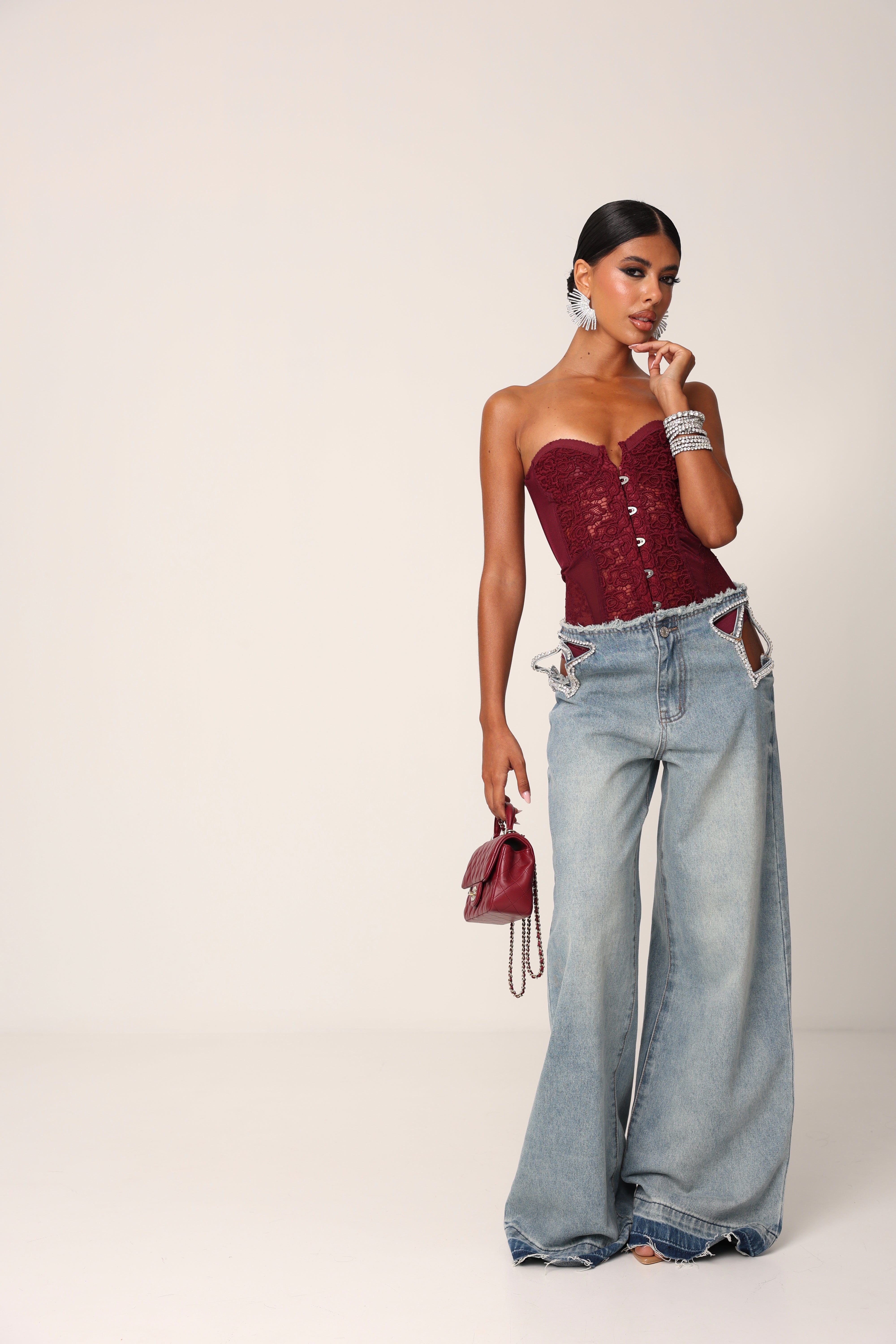 CORSETTO PIZZO VENERE BORDEAUX