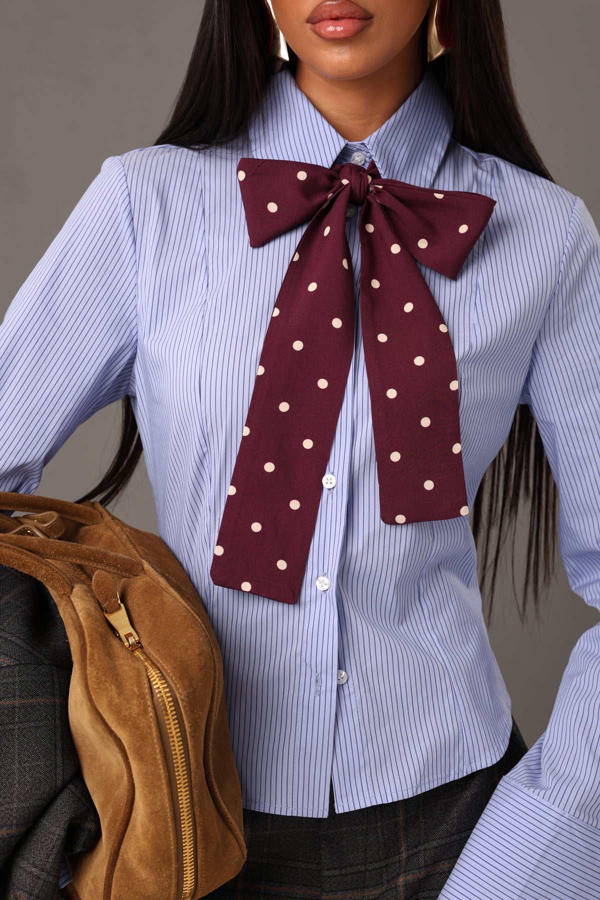 CAMICIA RIGHE AZZURRA ANYA + FOULARD BORDEAUX