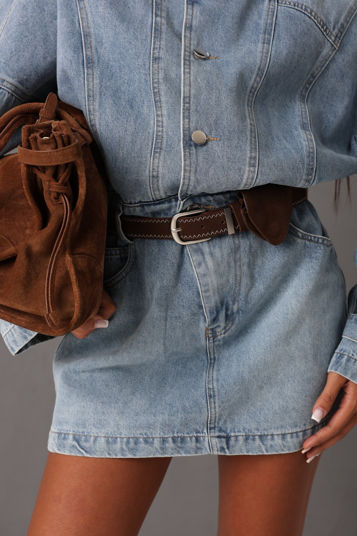 VESTITO GAIA DENIM CHIARO + CINTURA