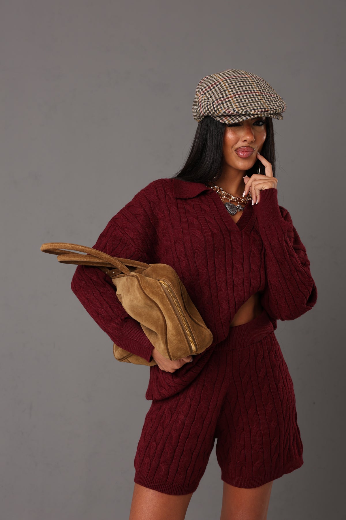 COORDINATO TRECCIA CORTINA BORDEAUX