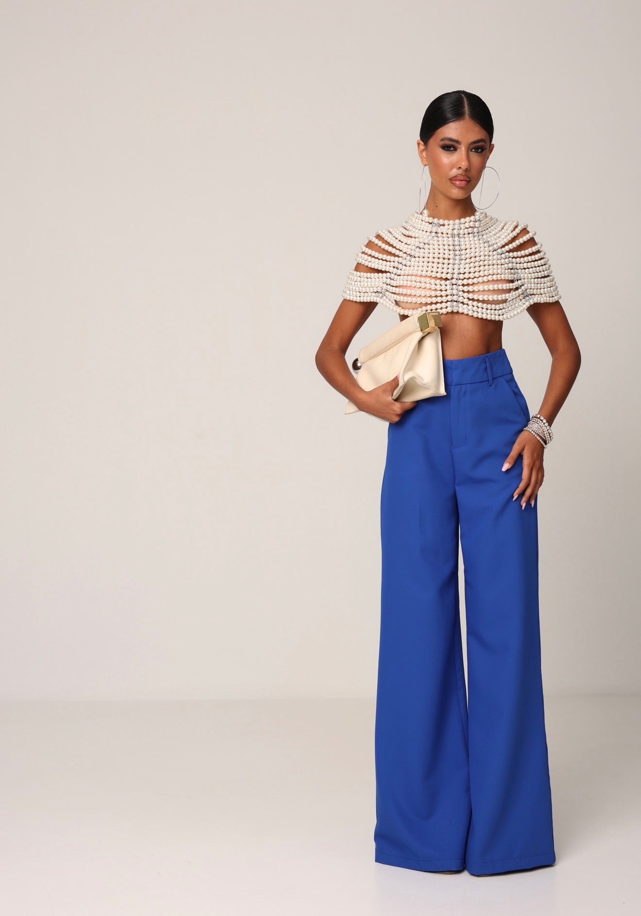 PANTALONI PALAZZO BLU ELETTRICO