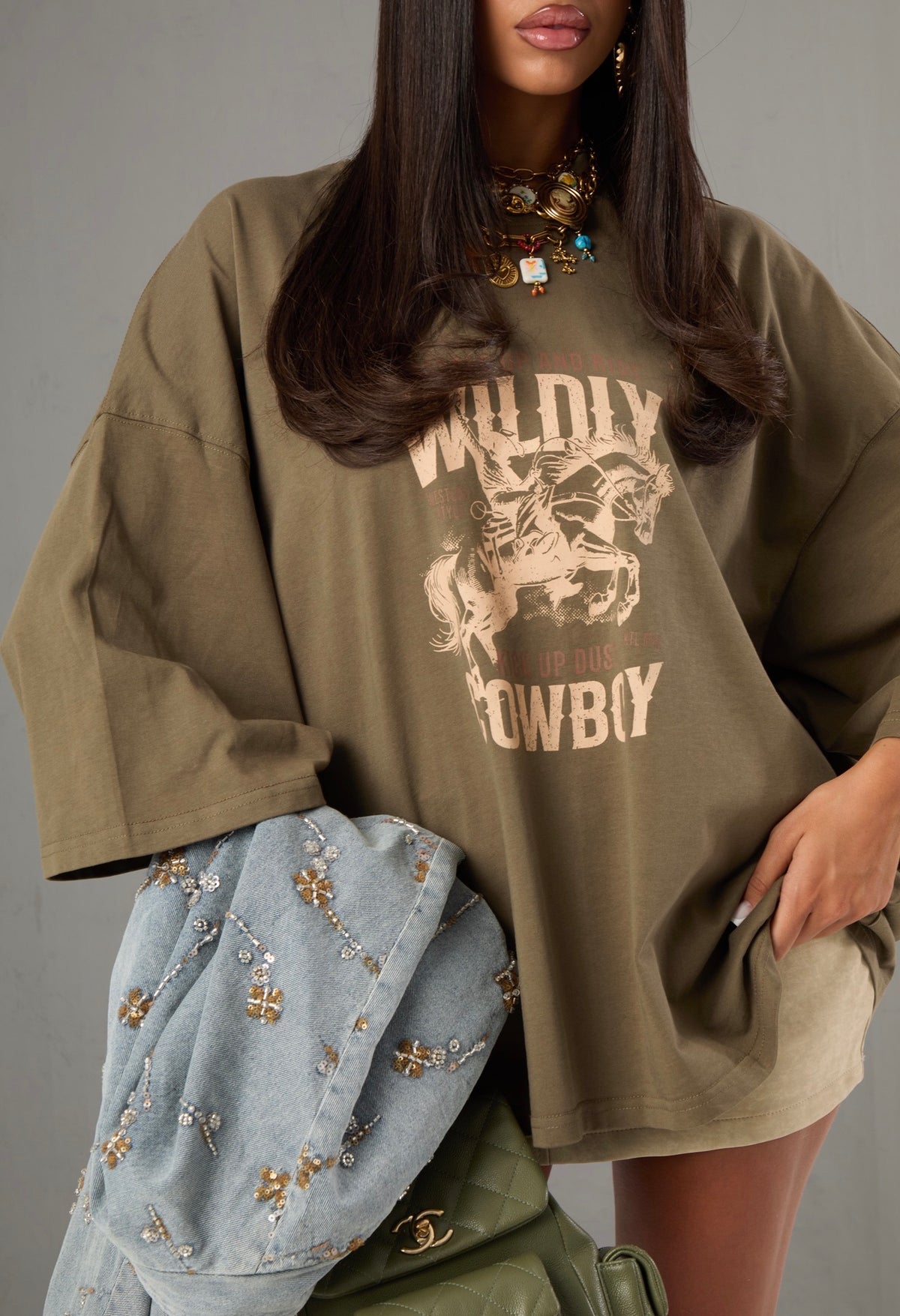 T-SHIRT OVER WILDIY VERDE MILITARE