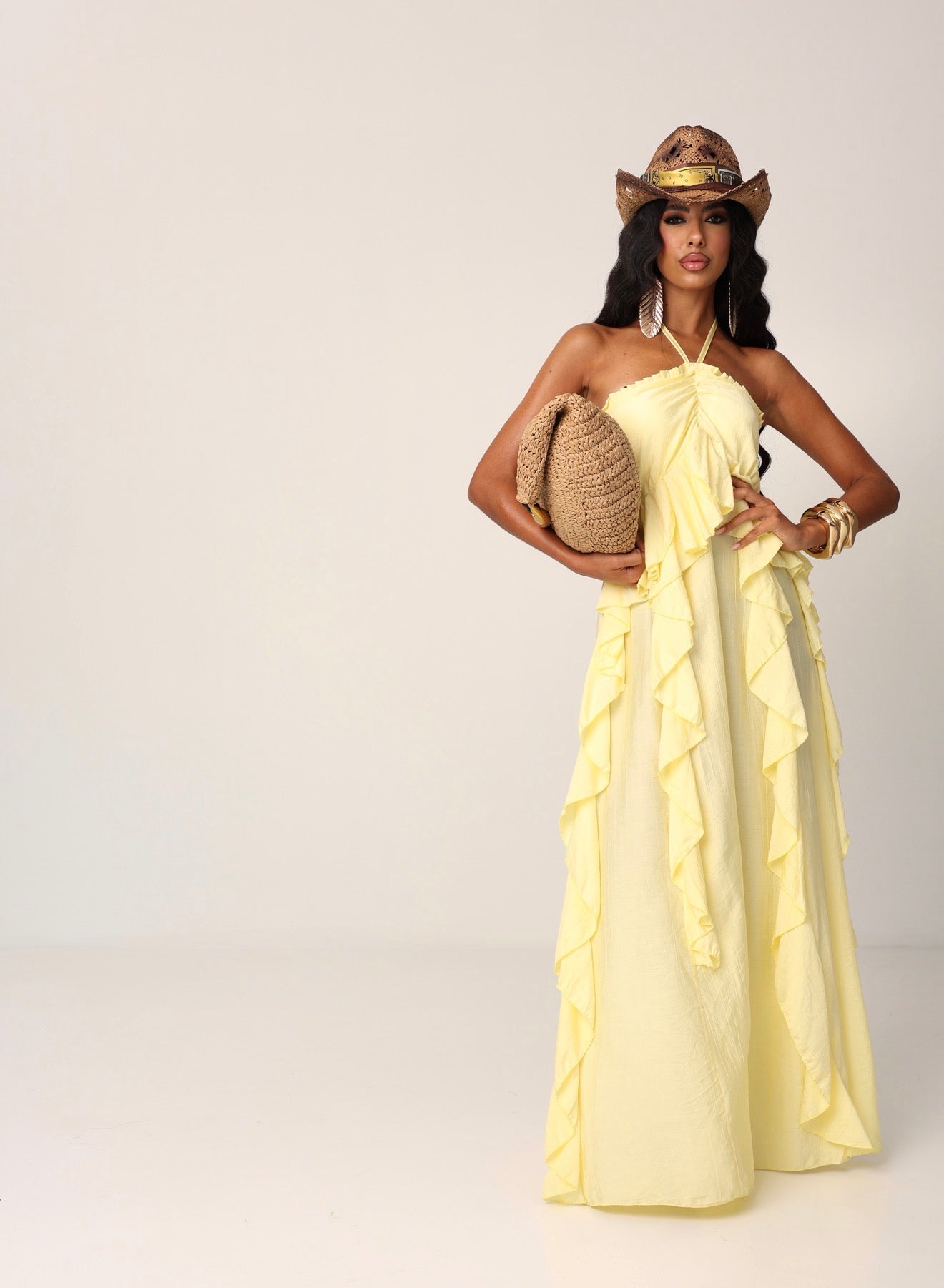 VESTITO ROUCHES CARTAGENA GIALLO