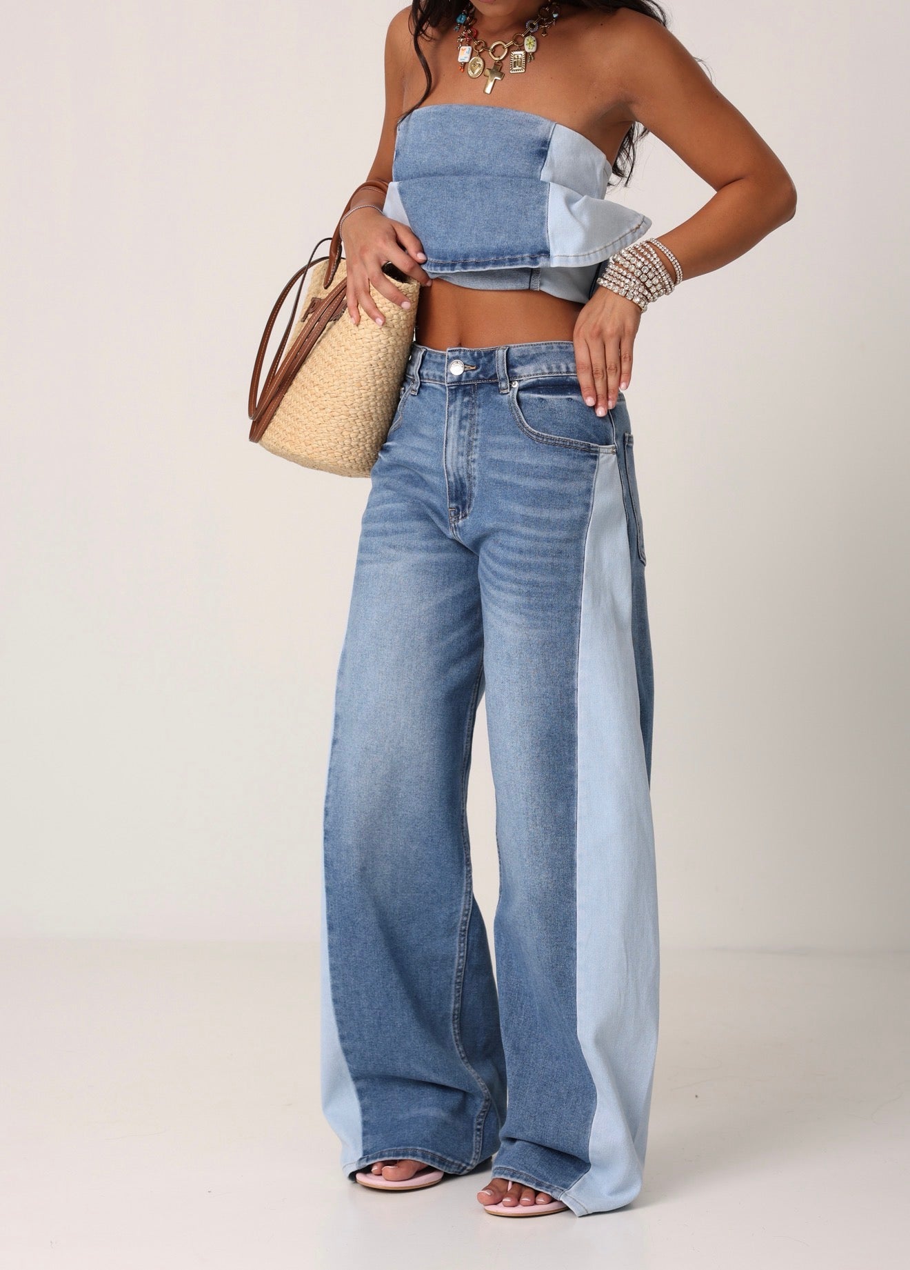 JEANS BANDE CONSUELO DENIM CHIARO