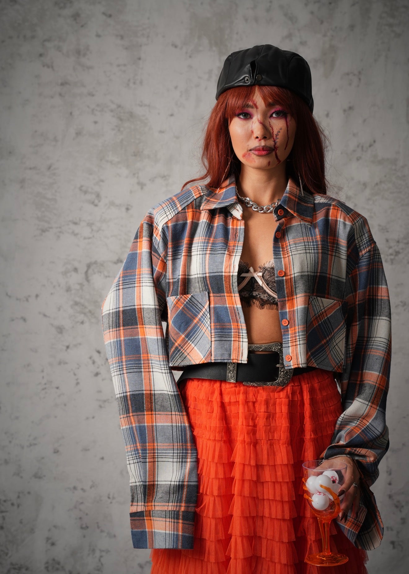 CAMICIA TARTAN PUMPKIN ARANCIO/BLU