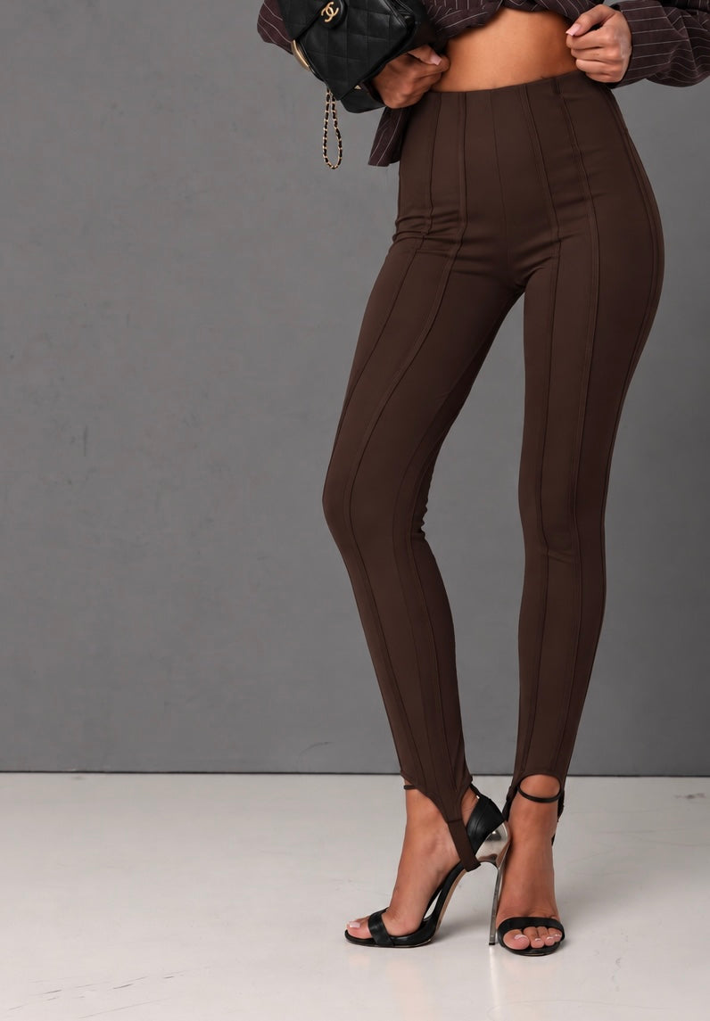LEGGINGS GHETTE CON CUCITURE OLGA MARRONE