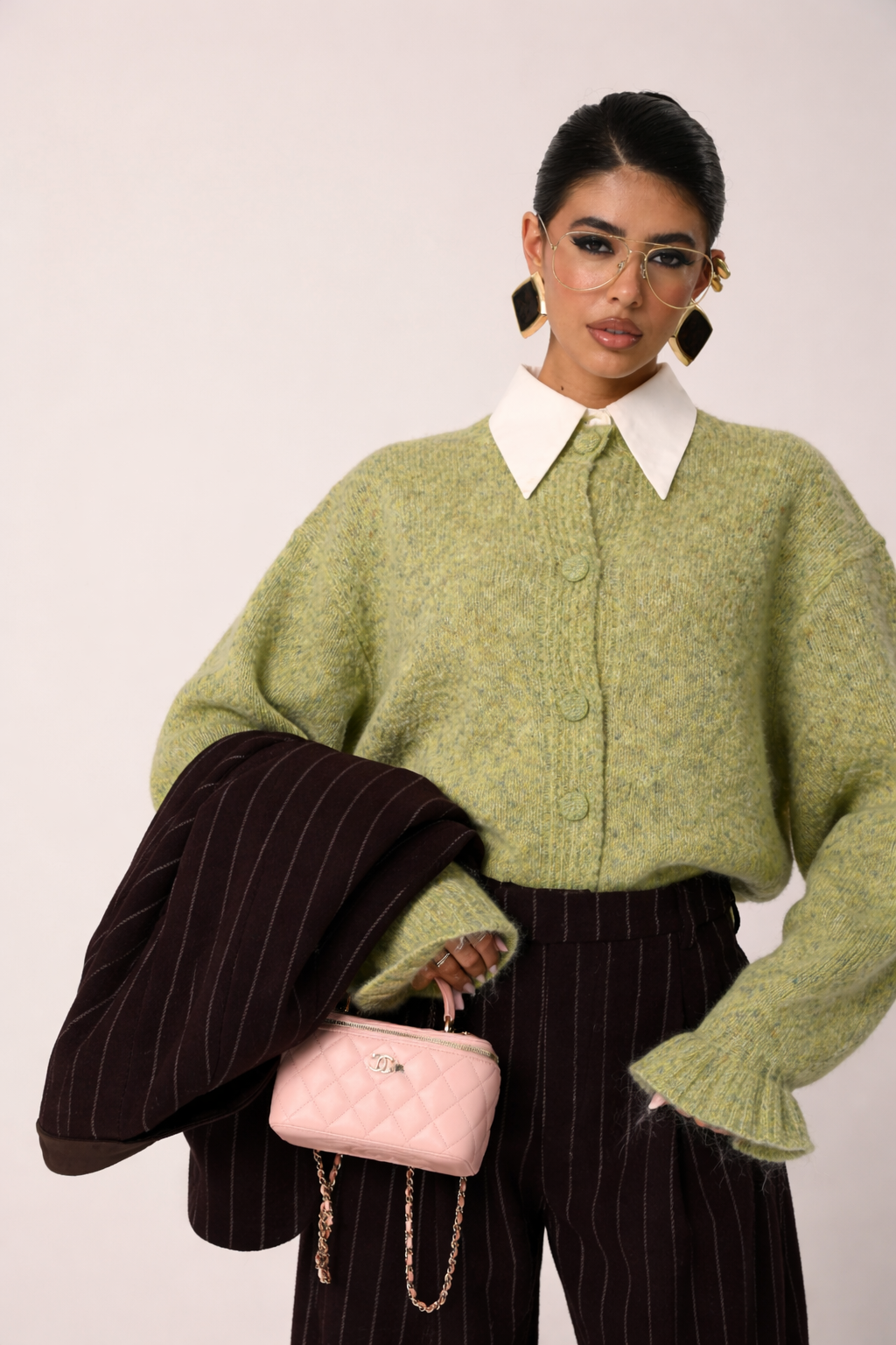 CARDIGAN ROUCHES RUTH VERDE