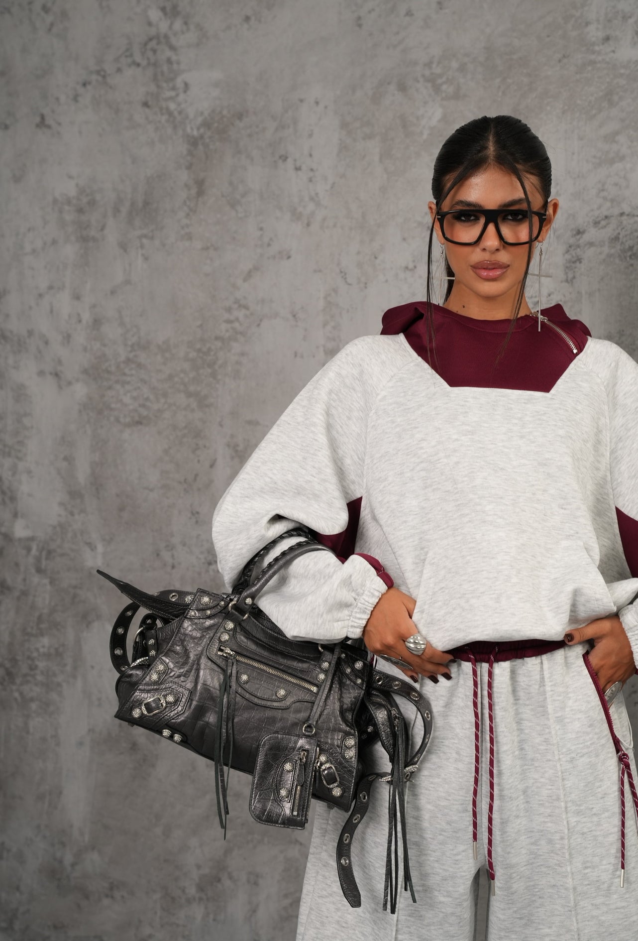 COORDINATO LISBONA GRIGIO/BORDEAUX