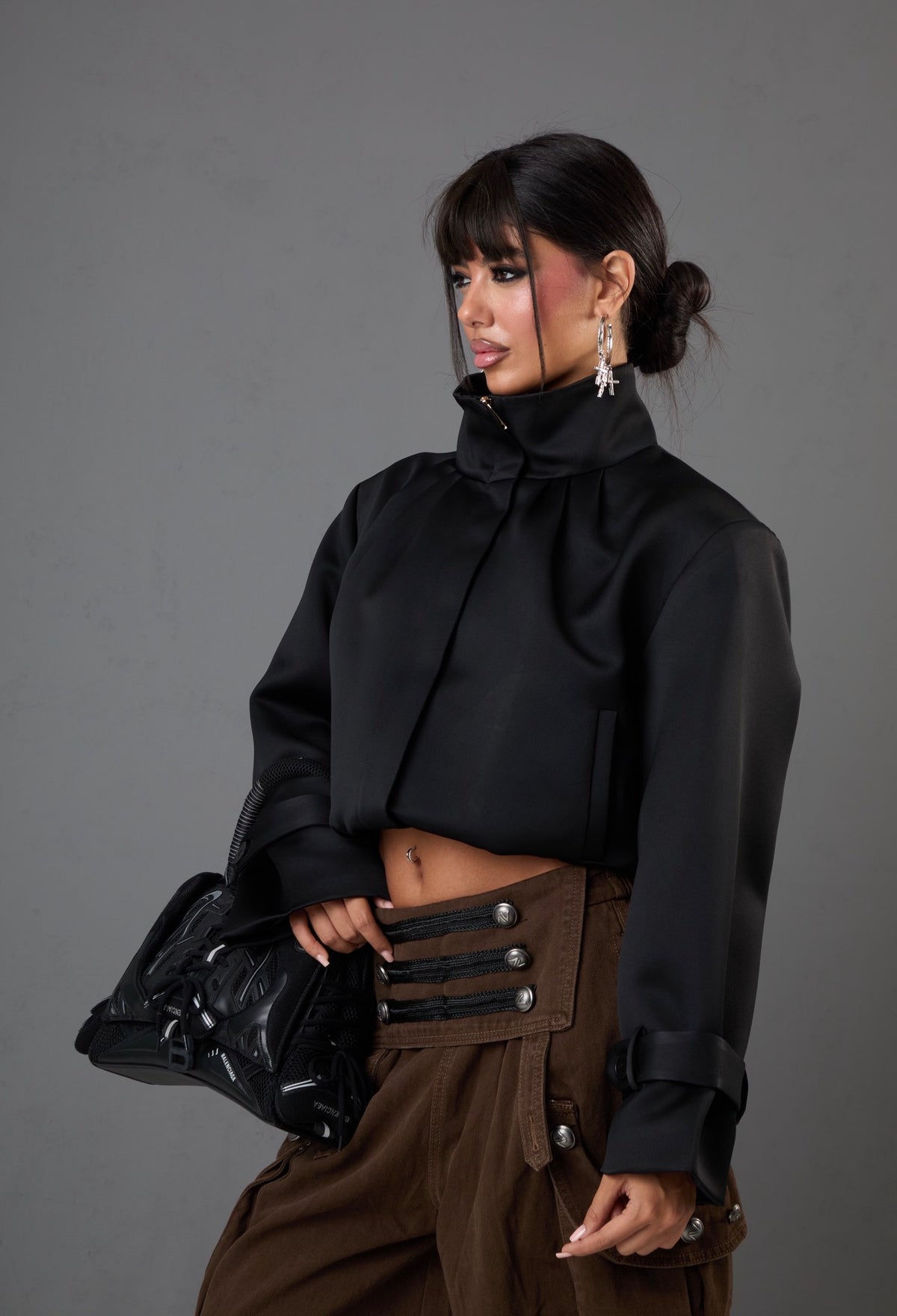 BOMBER SATINATO MAXINE NERO