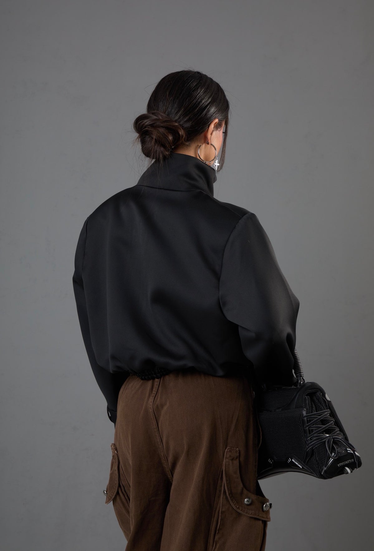 BOMBER SATINATO MAXINE NERO