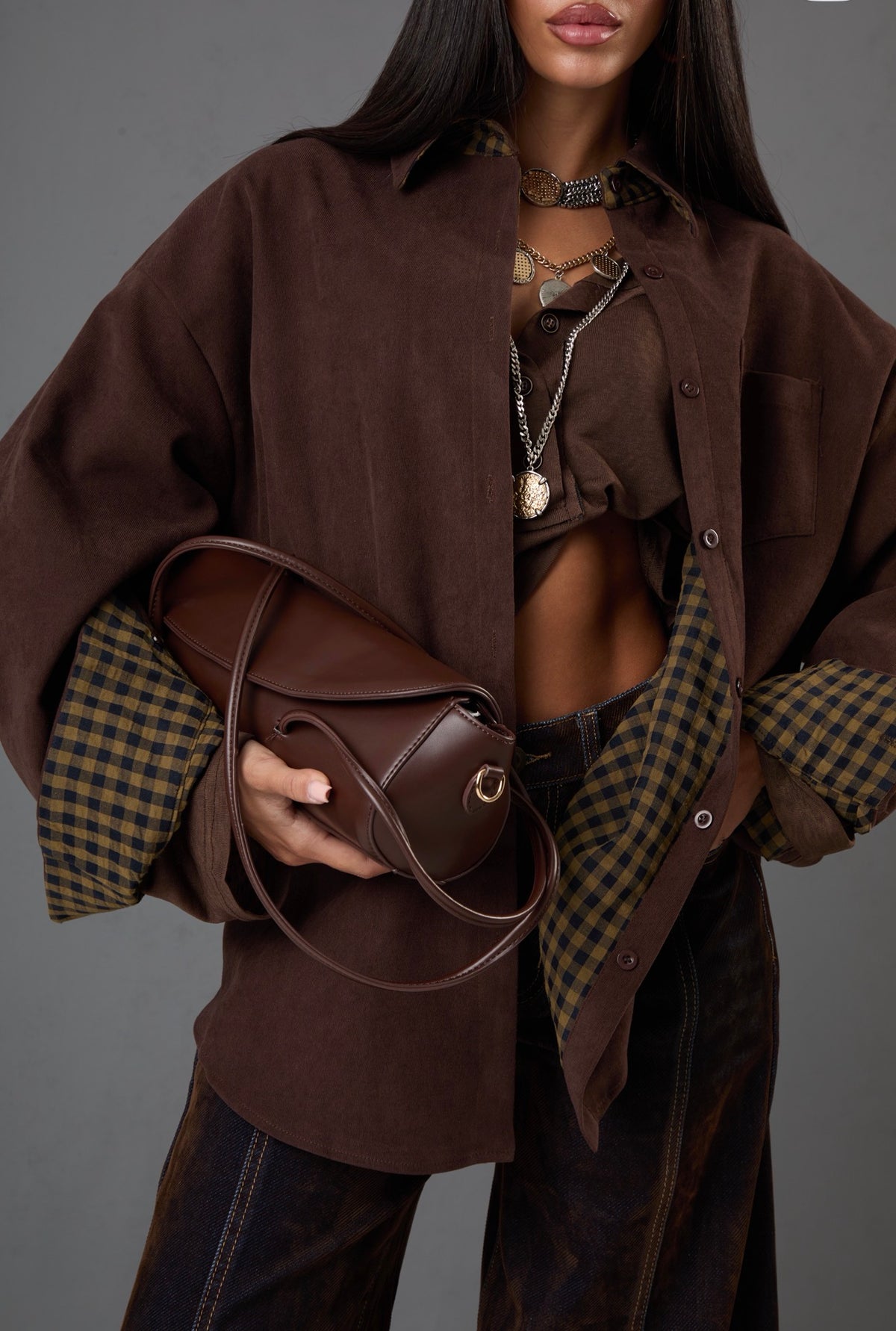 CAMICIA DOUBLE FACE MYRTLE MARRONE