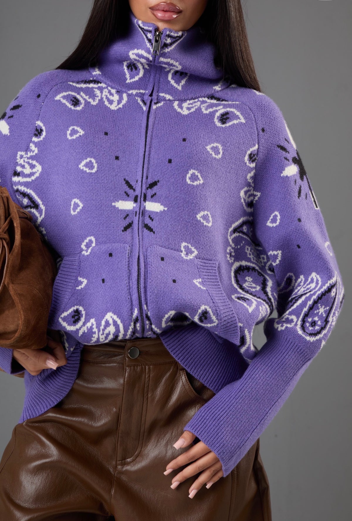 CARDIGAN COLLO ALTO PAISLEY DIANNE VIOLA