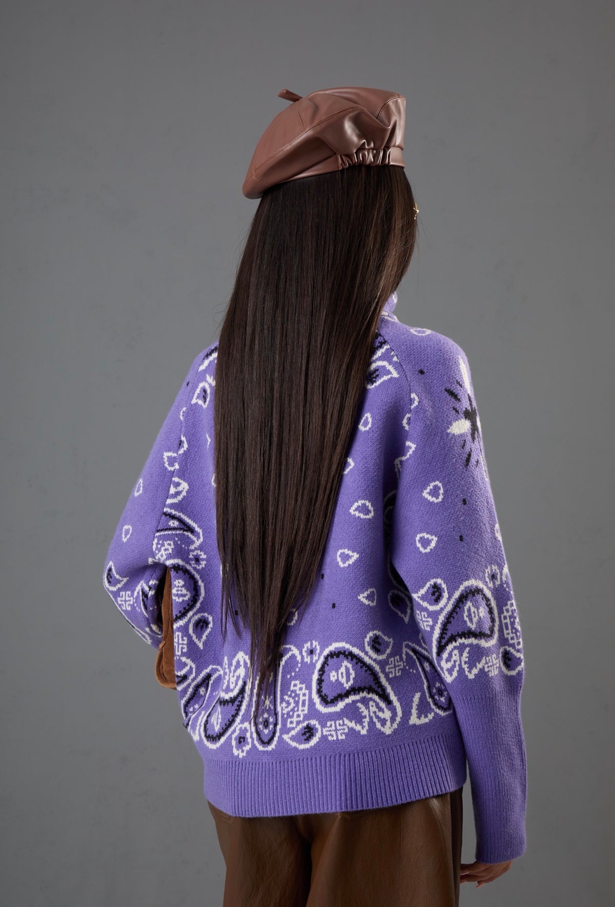 CARDIGAN COLLO ALTO PAISLEY DIANNE VIOLA