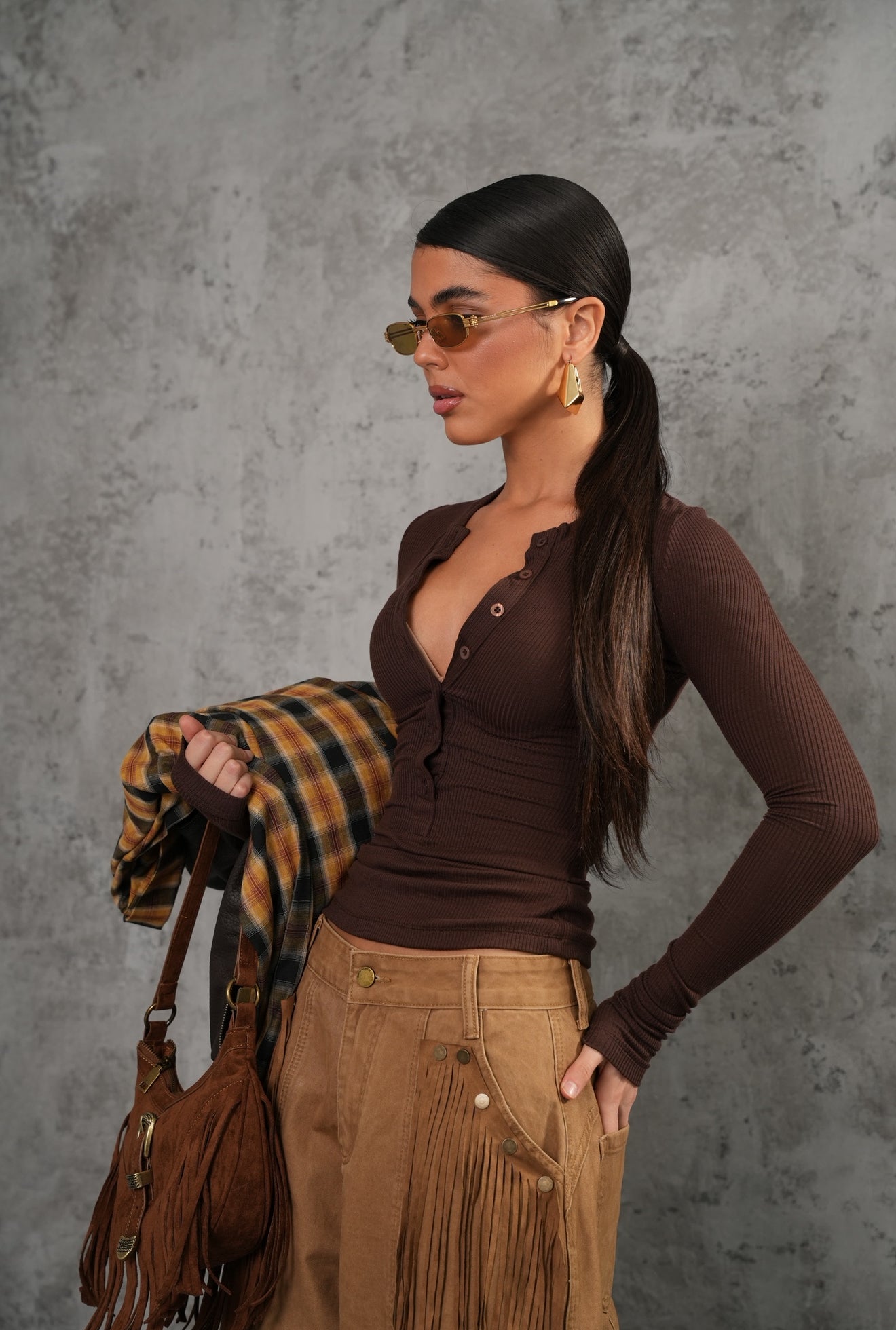 MAGLIETTINA KESHA MARRONE  BY MARZIA MANGO