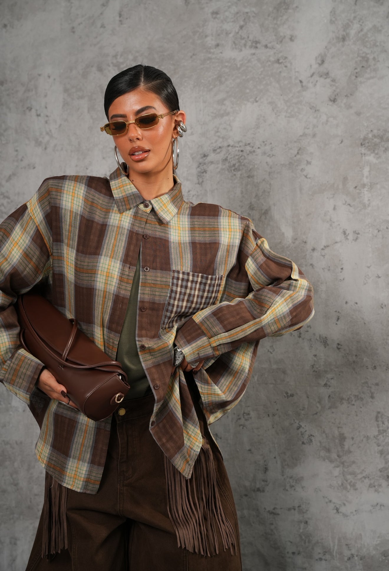 Camicia quadri Minù marrone
