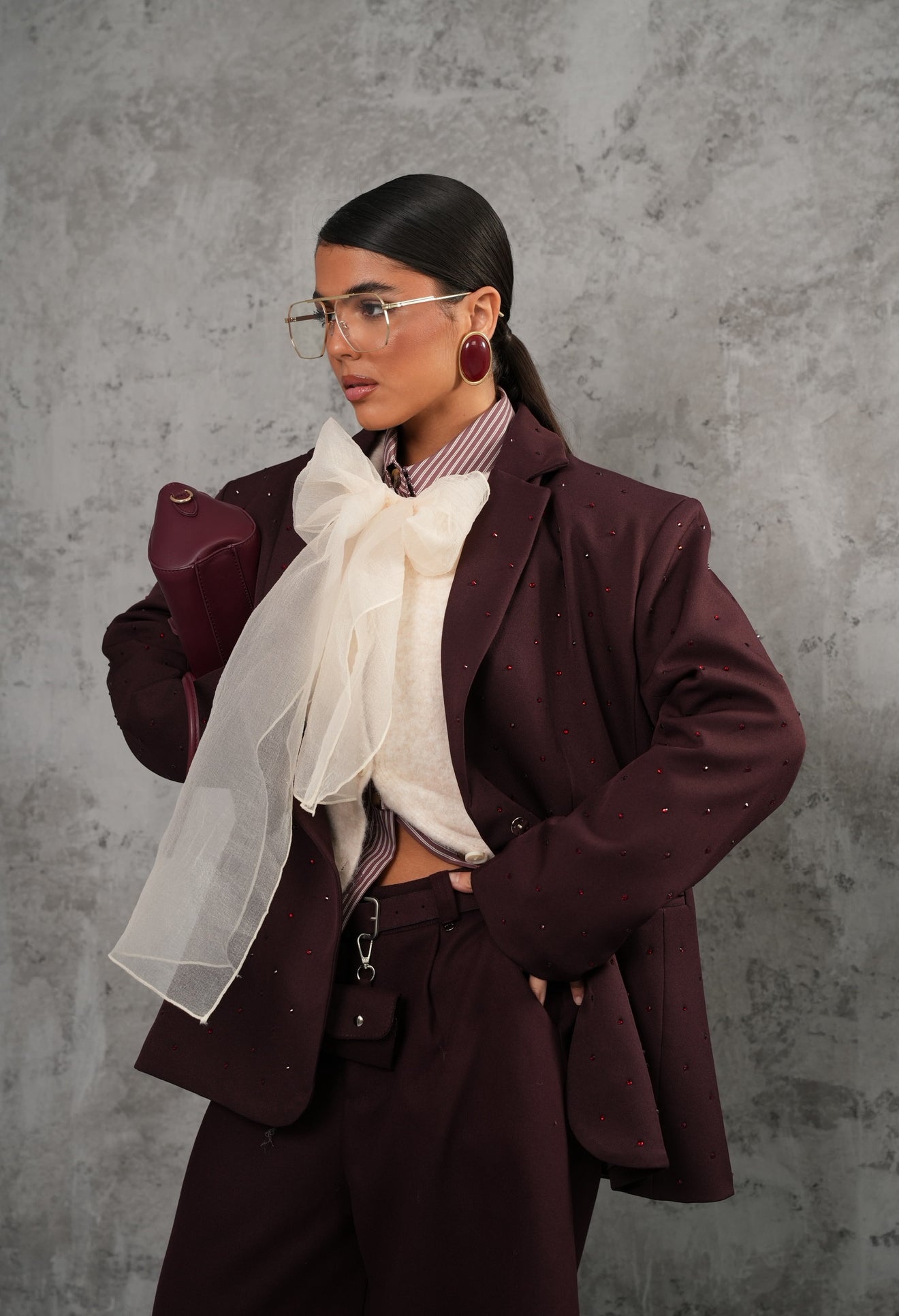 Blazer strass Demy bordeaux