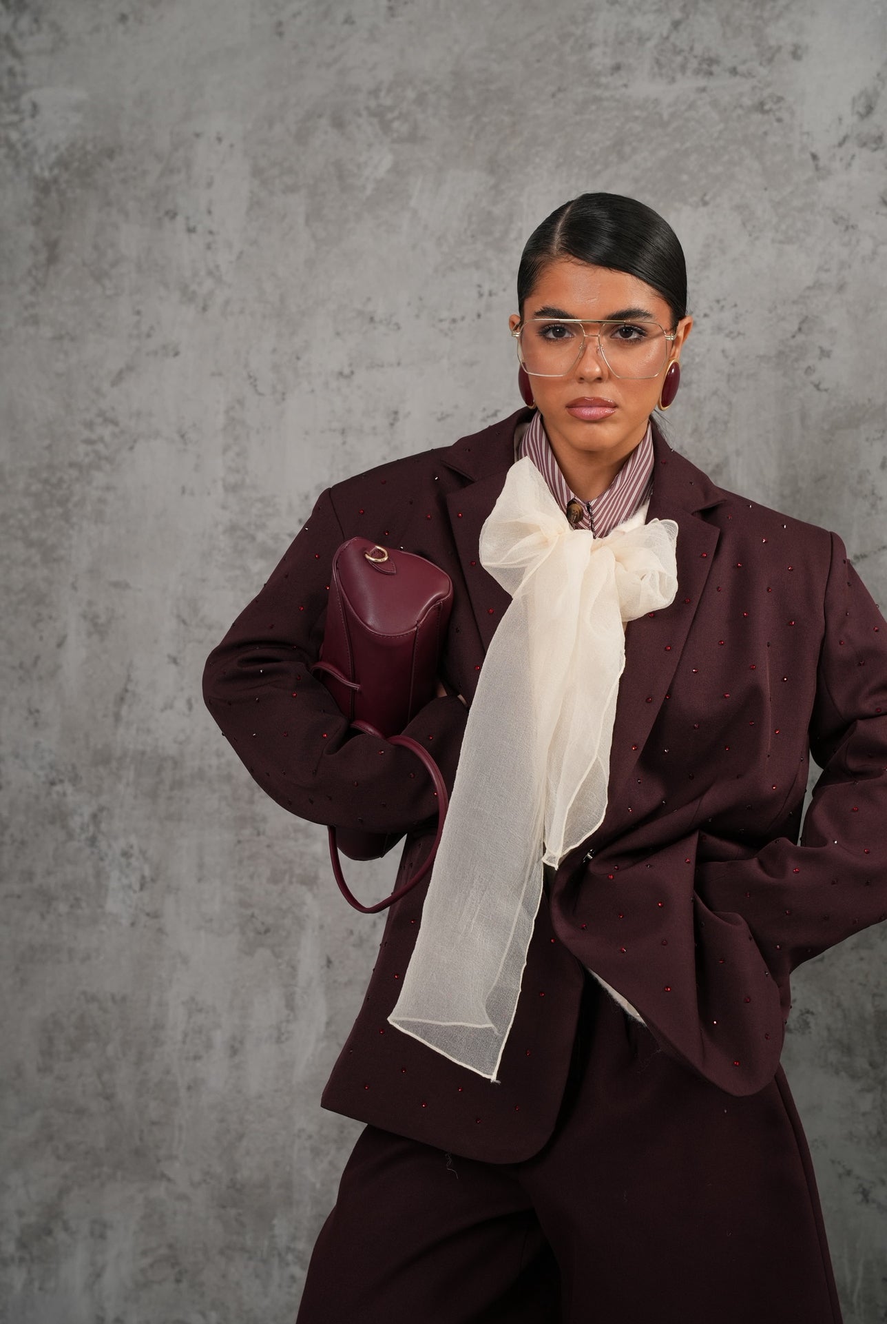 Blazer strass Demy bordeaux