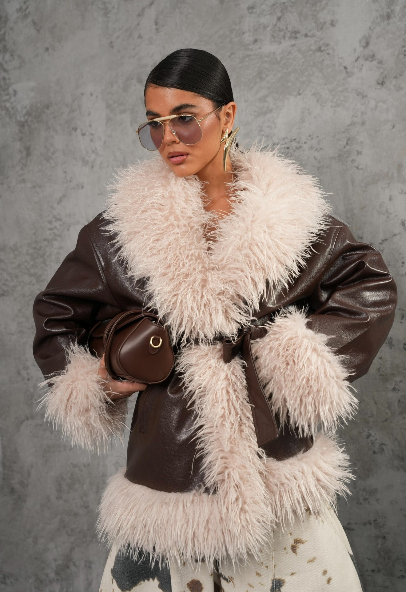 Giubbino ecopelle Sienna marrone