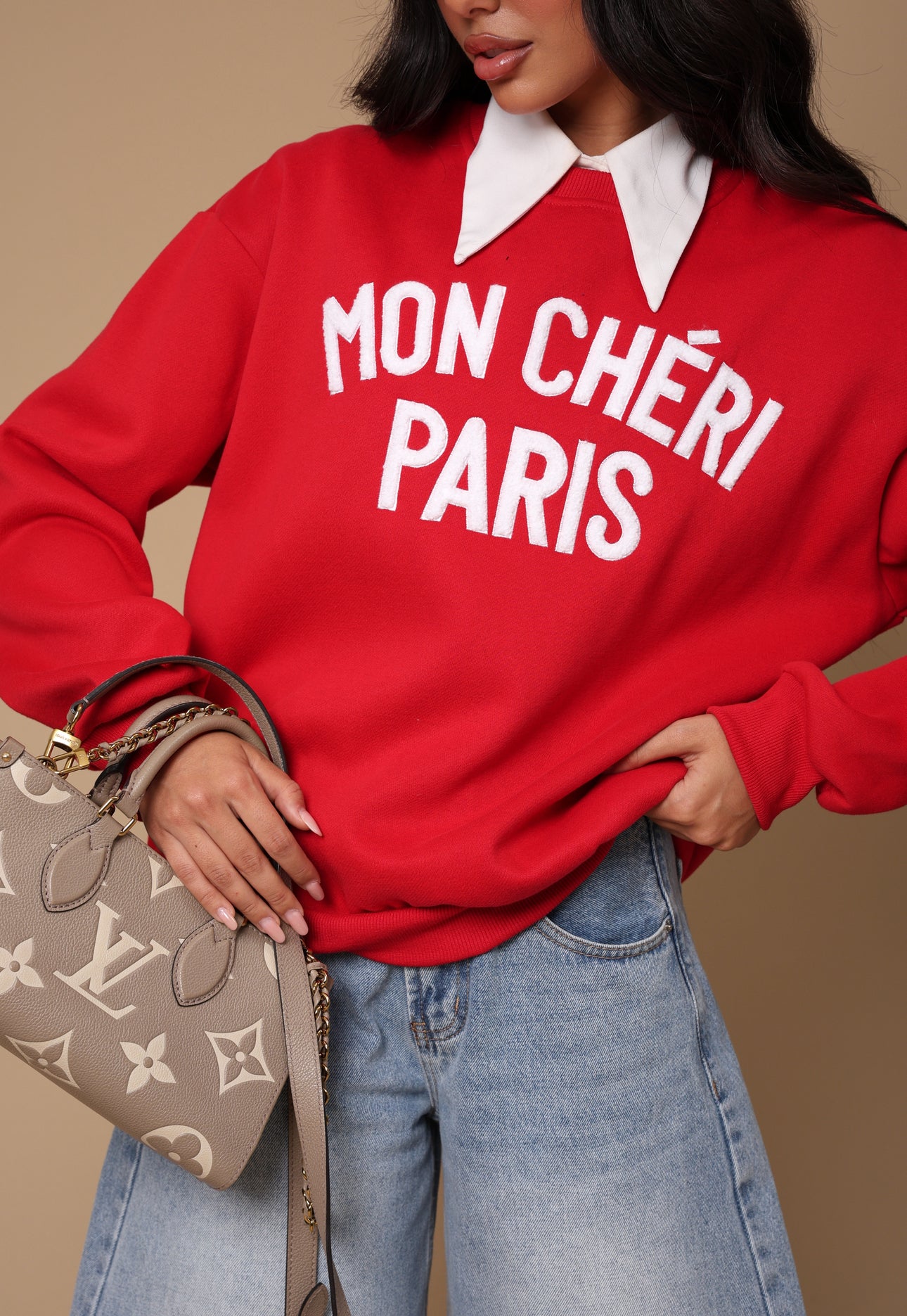 FELPA MON CHERI' PARIS ROSSA