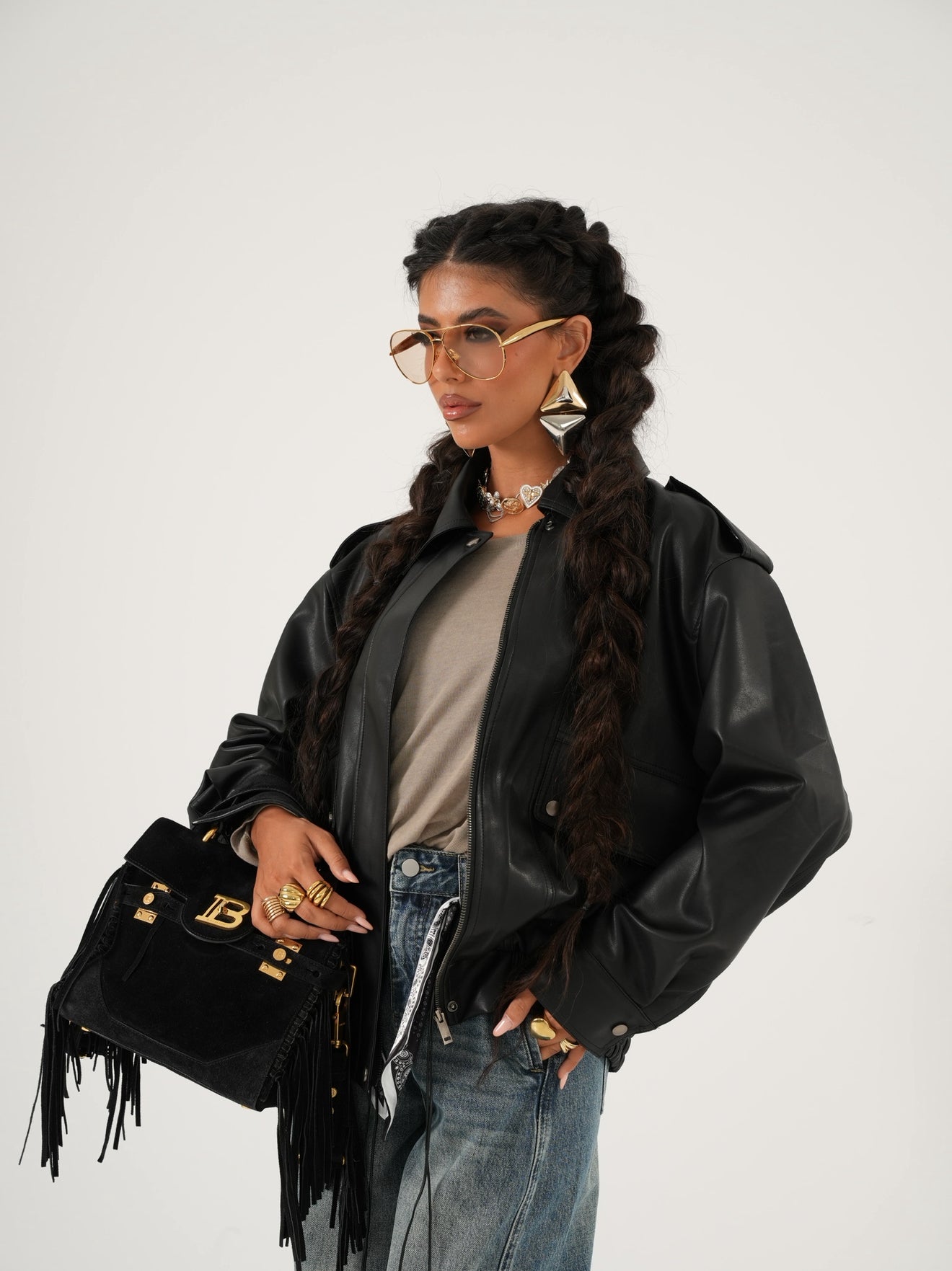 Bomber ecopelle Thalia nero