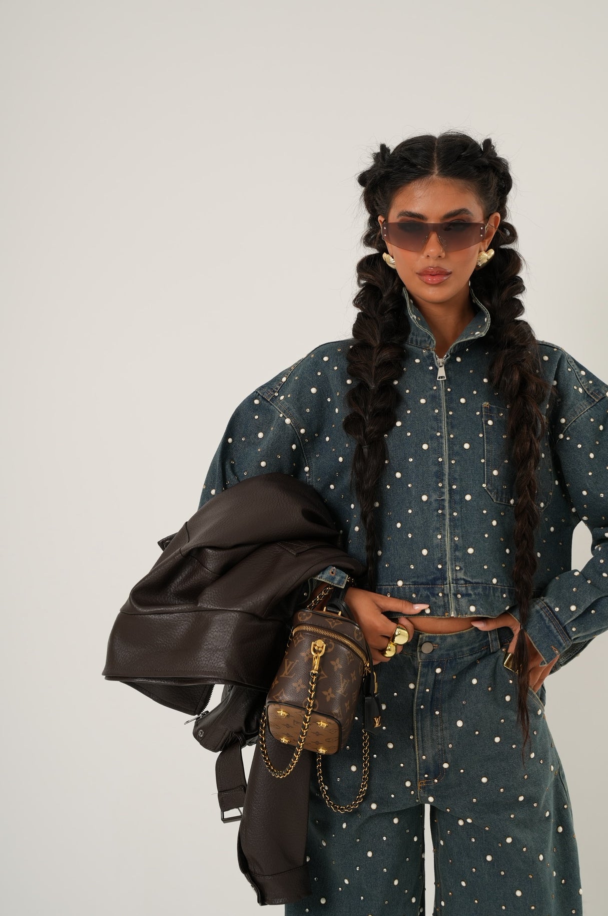 Giubbotto crop Rania denim sabbiato