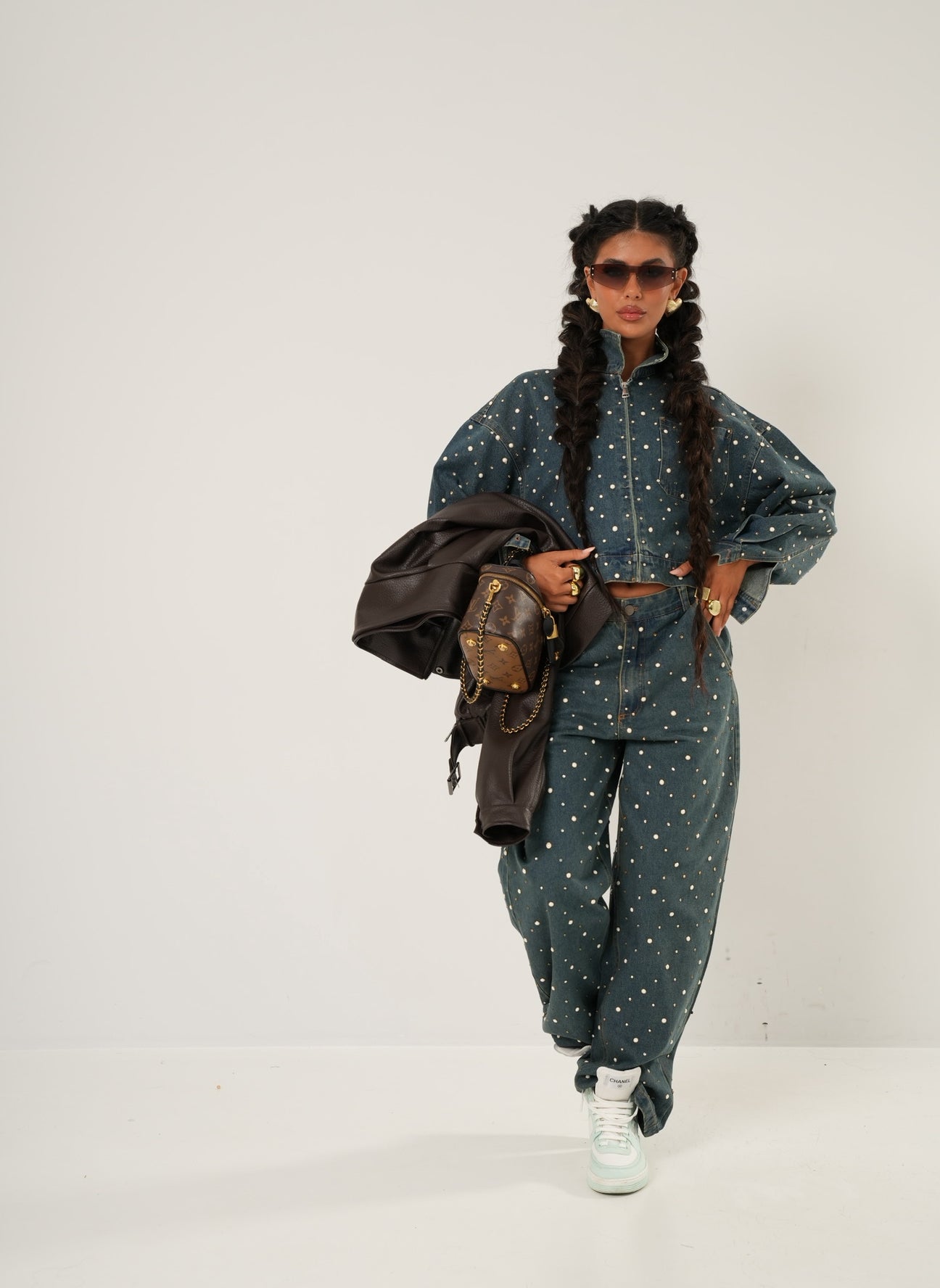 Giubbotto crop Rania denim sabbiato