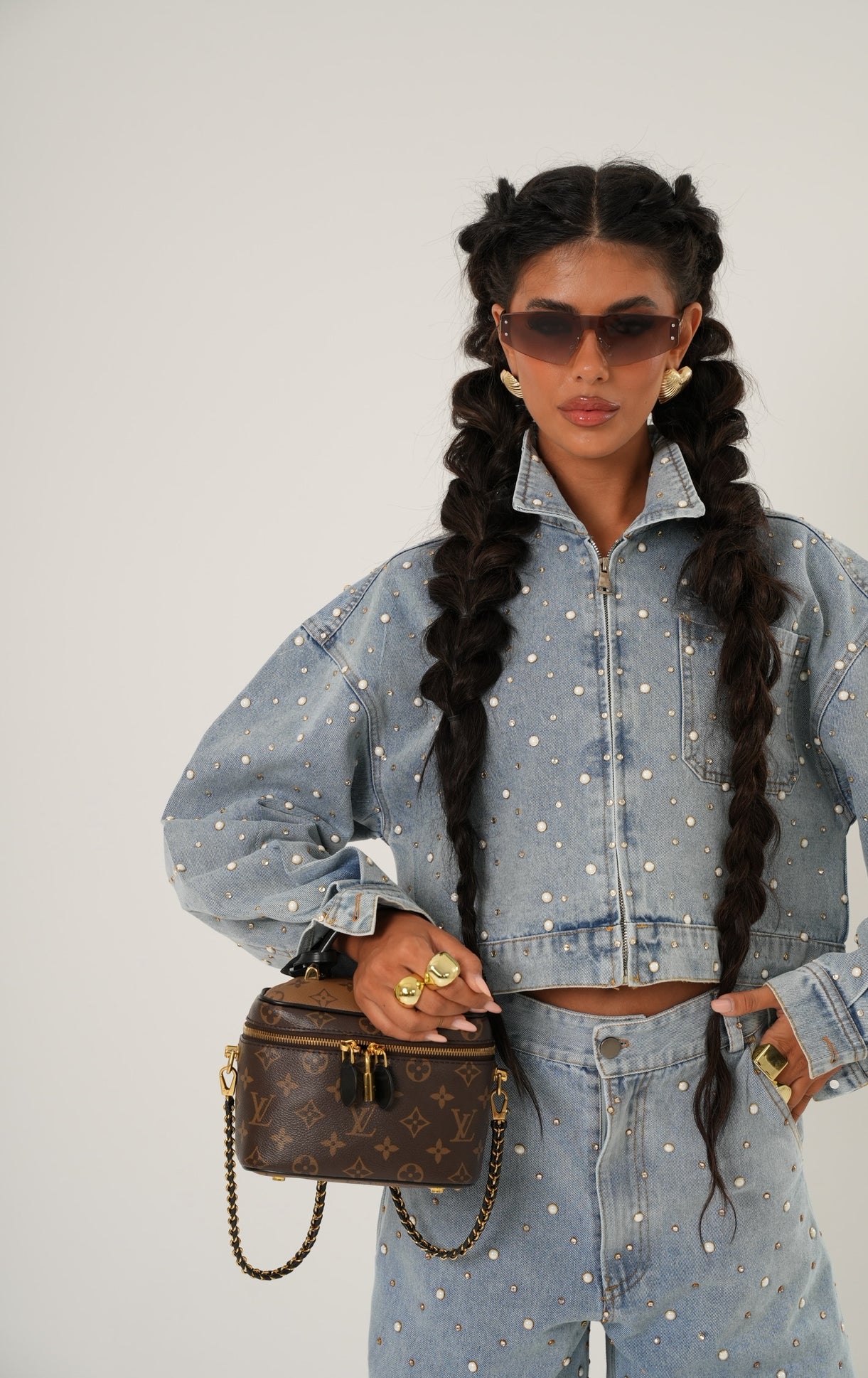 Giubbotto crop Rania denim chiaro