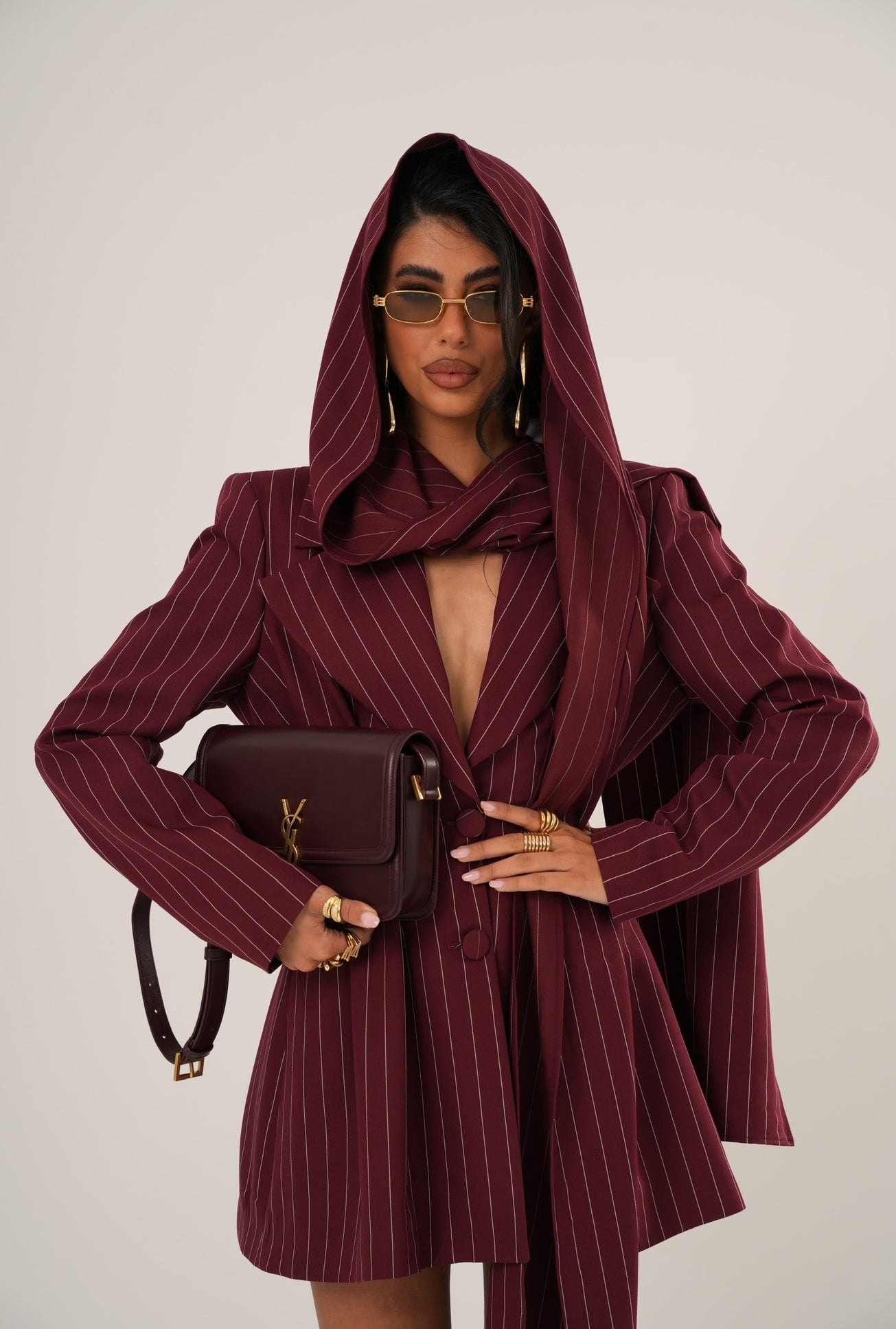 Vestito/Giacca gessato Kora bordeaux