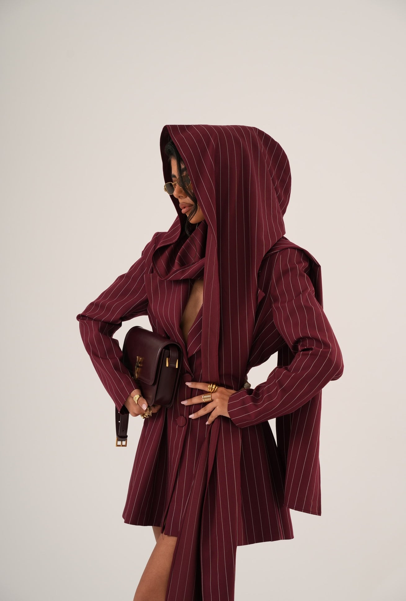 Vestito/Giacca gessato Kora bordeaux