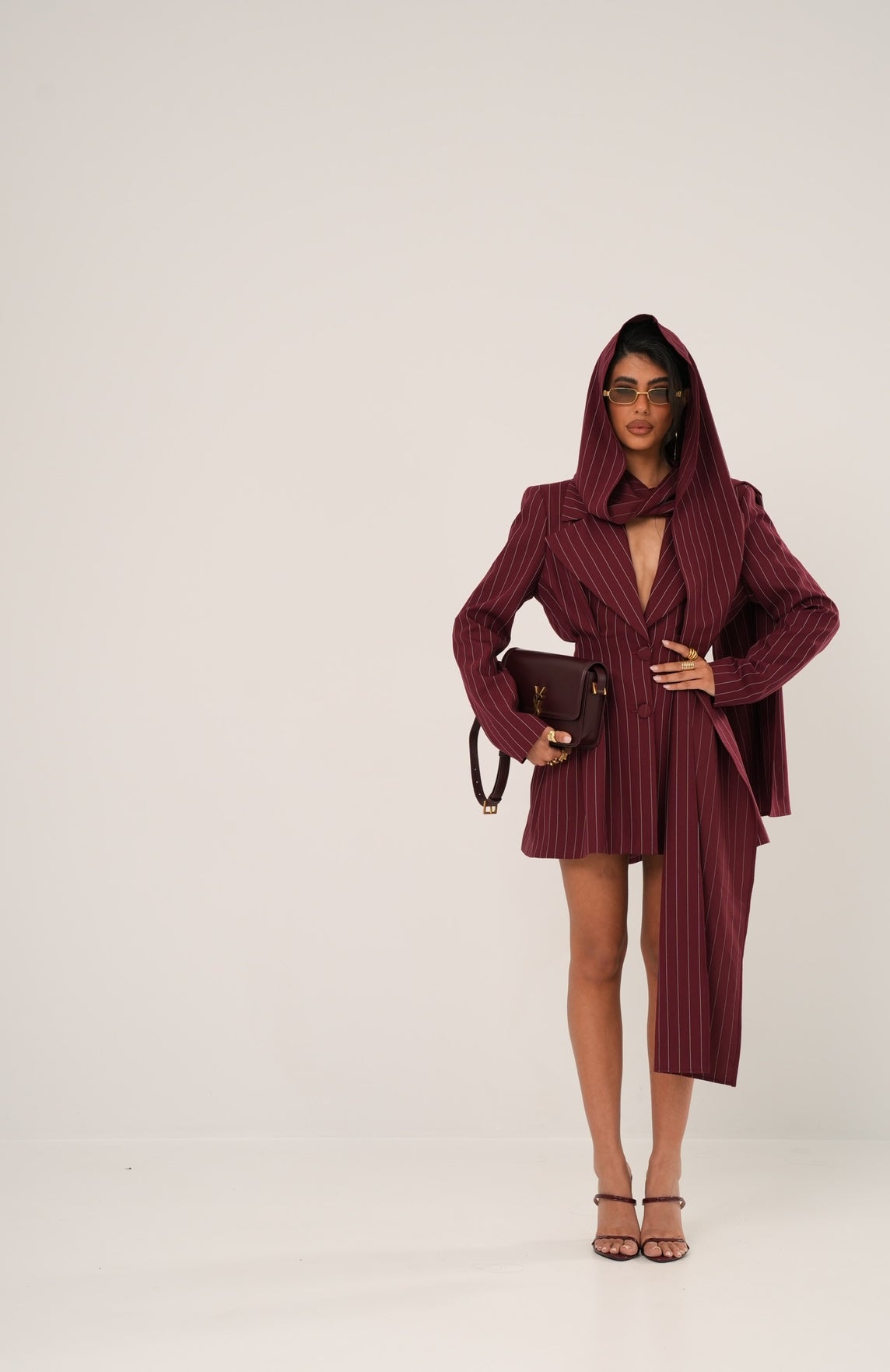 Vestito/Giacca gessato Kora bordeaux