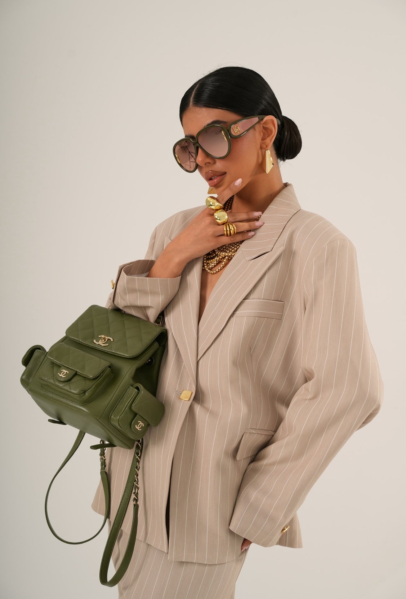 Blazer gessato Spaccanapoli beige