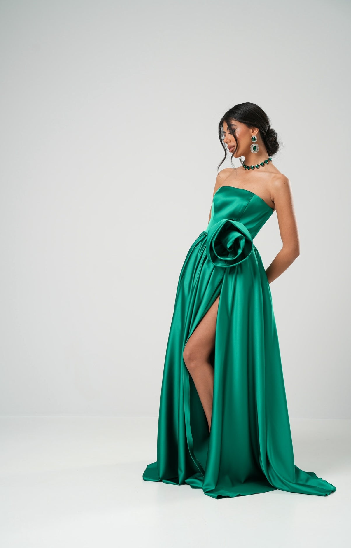 Vestito fiore Romi verde