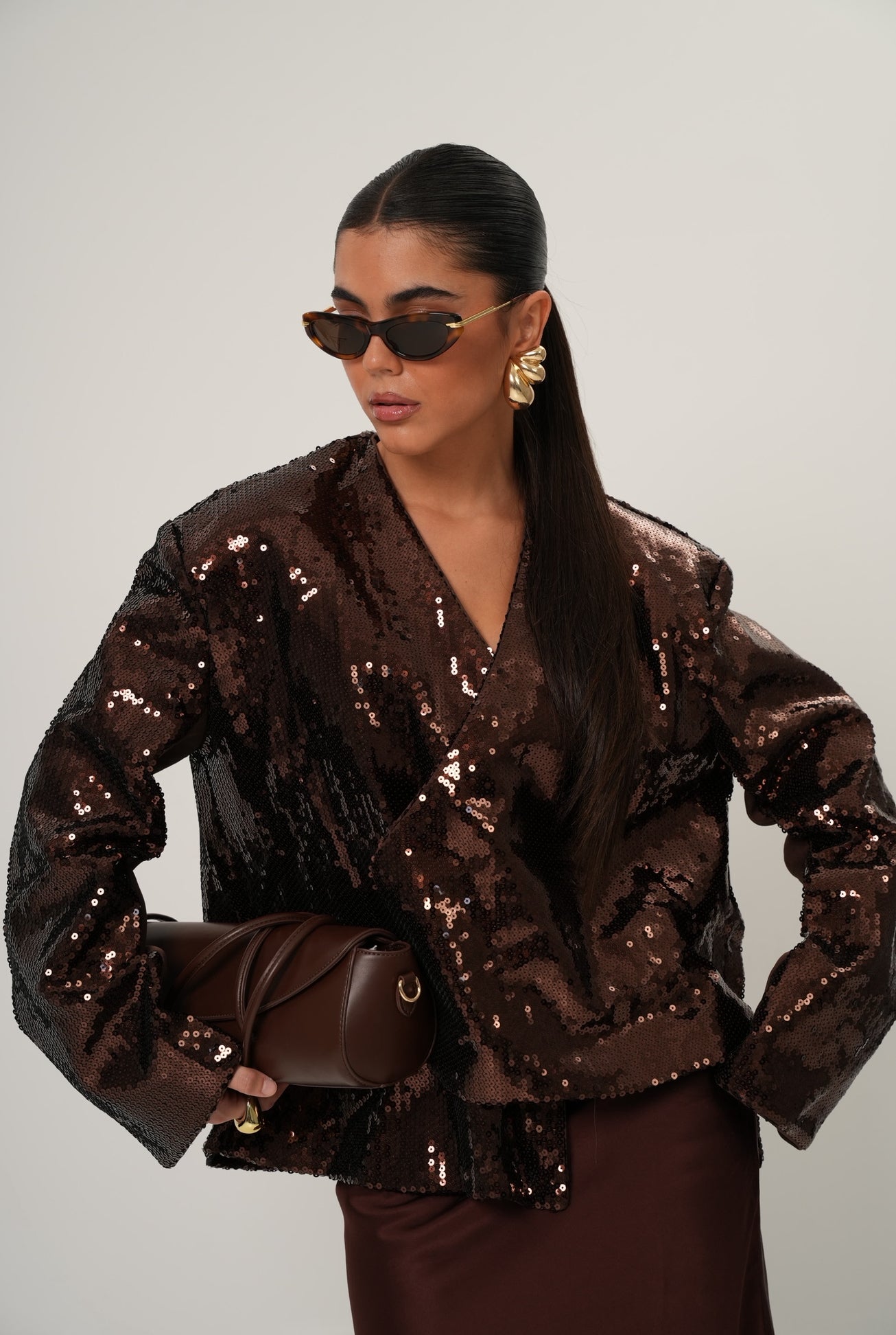 BLAZER PAILLETTES DESY MARRONE