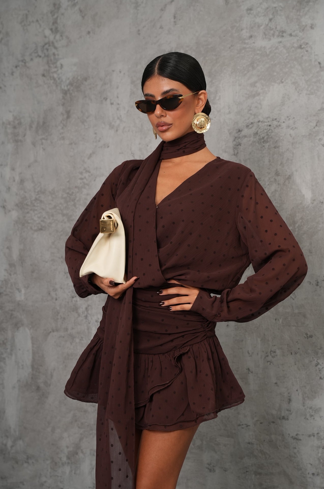 Vestito pois Thalia marrone