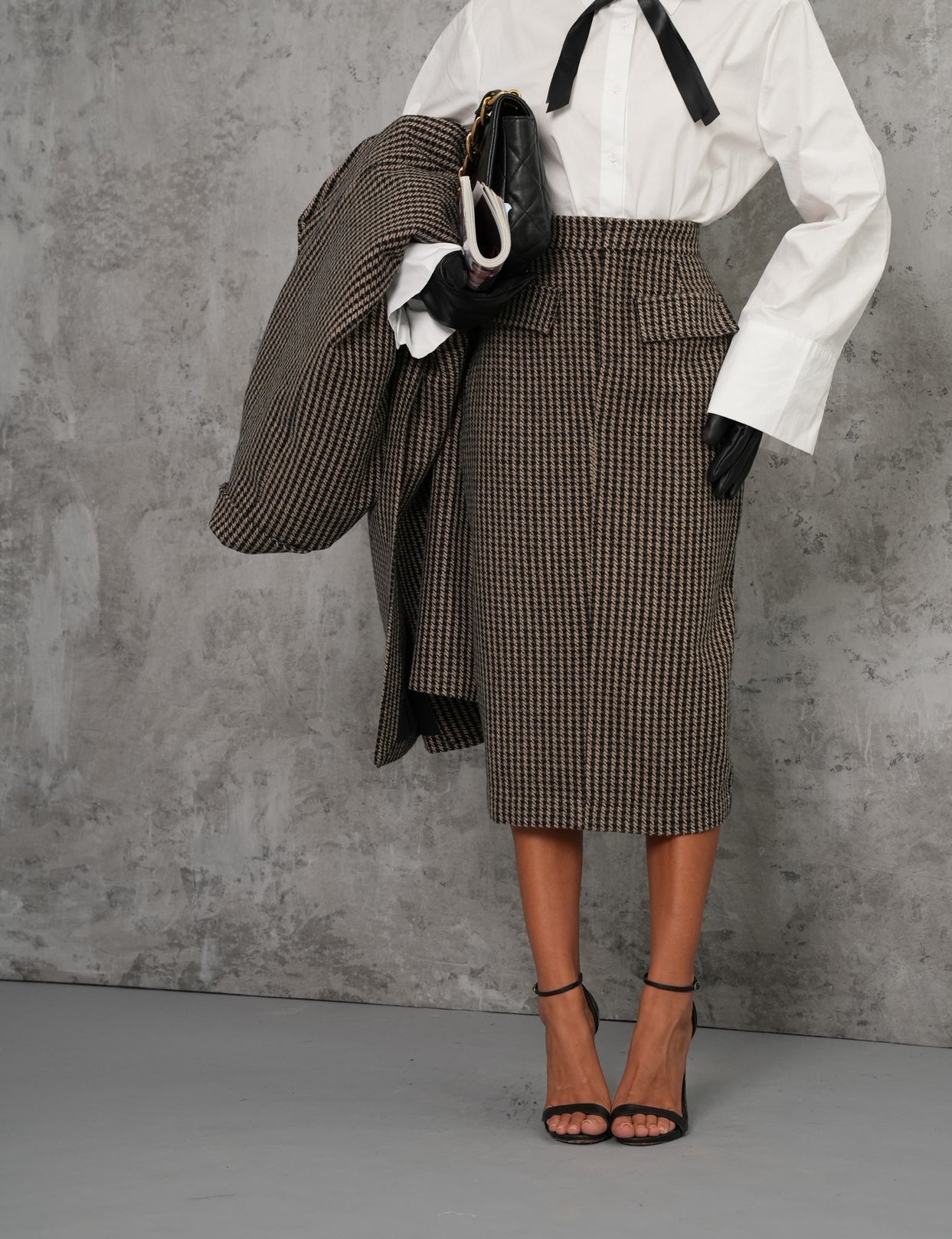 Longuette pied de poule Maya beige