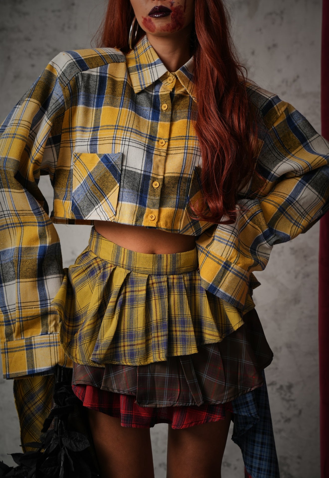 CAMICIA TARTAN PUMPKIN GIALLA/BLU