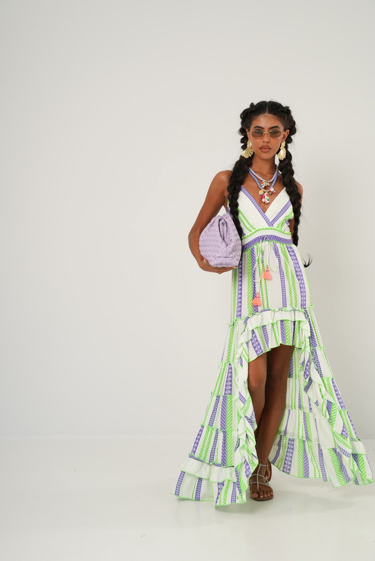 Vestito Dalila verde/viola