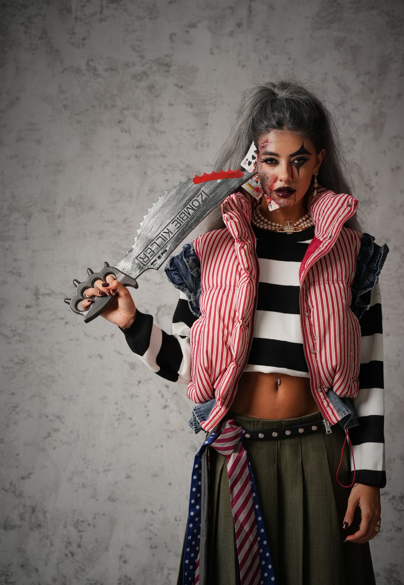 SMANICATO PAGLIACCIO IT ROSSO/DENIM