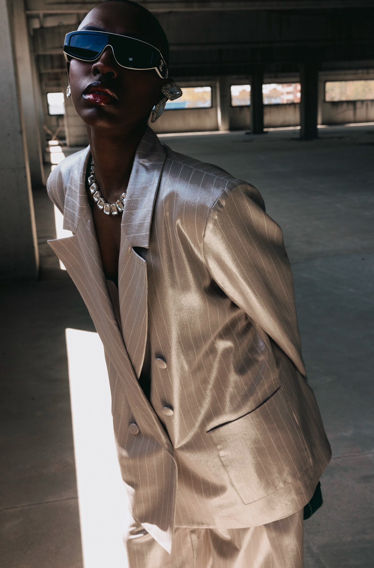 Blazer gessato Rihanna placcato