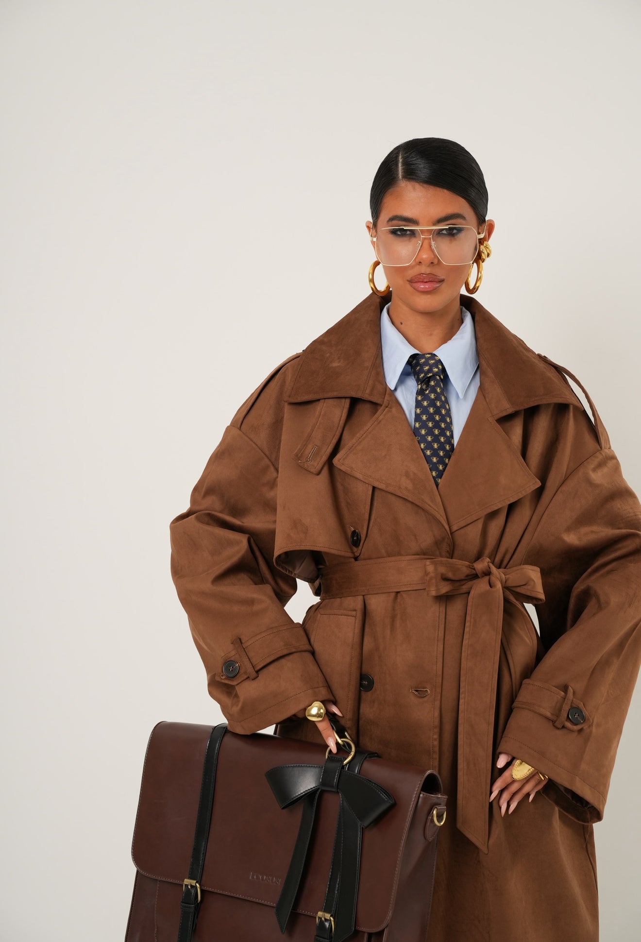 Trench ecocamoscio Elide marrone