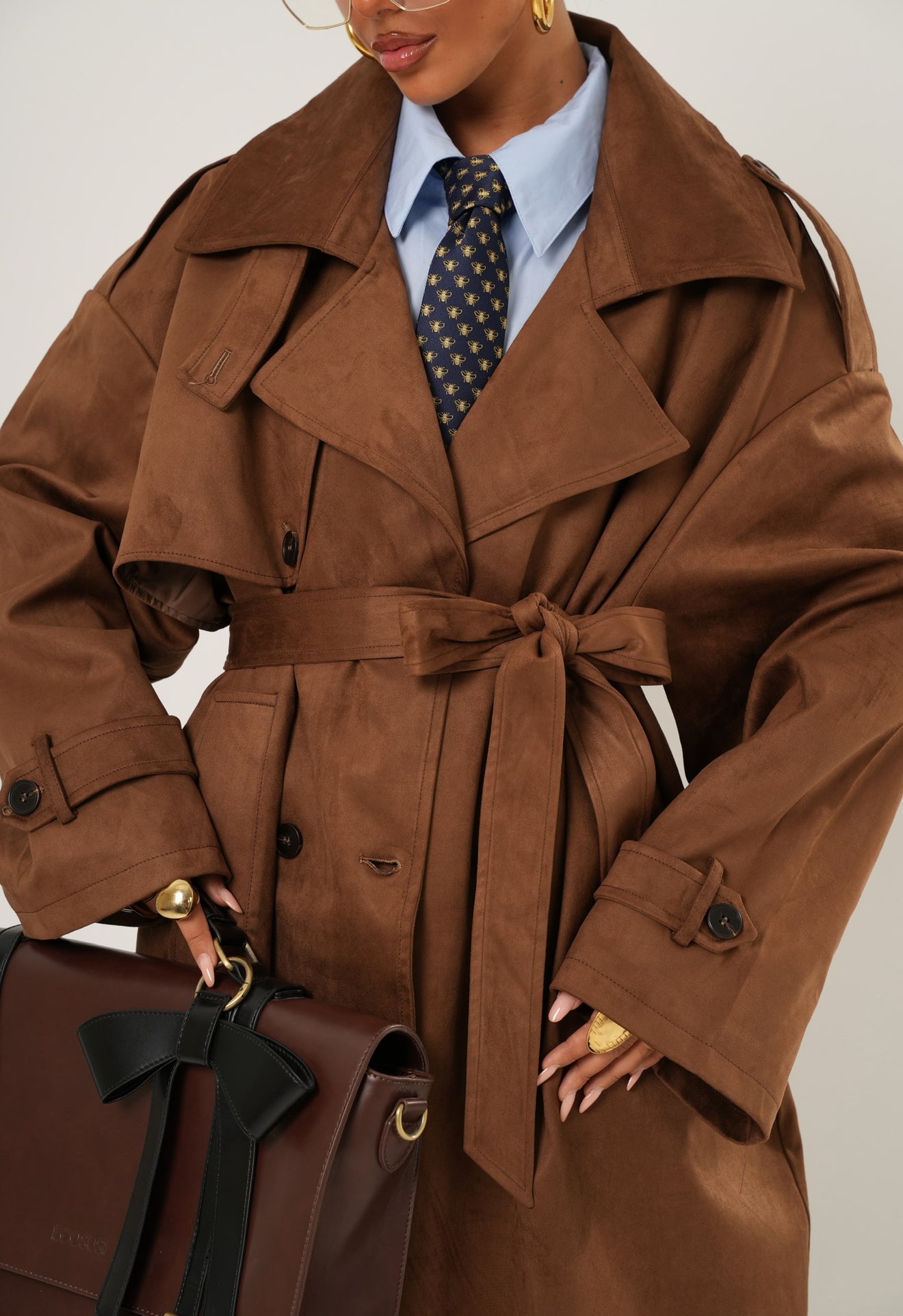 Trench ecocamoscio Elide marrone