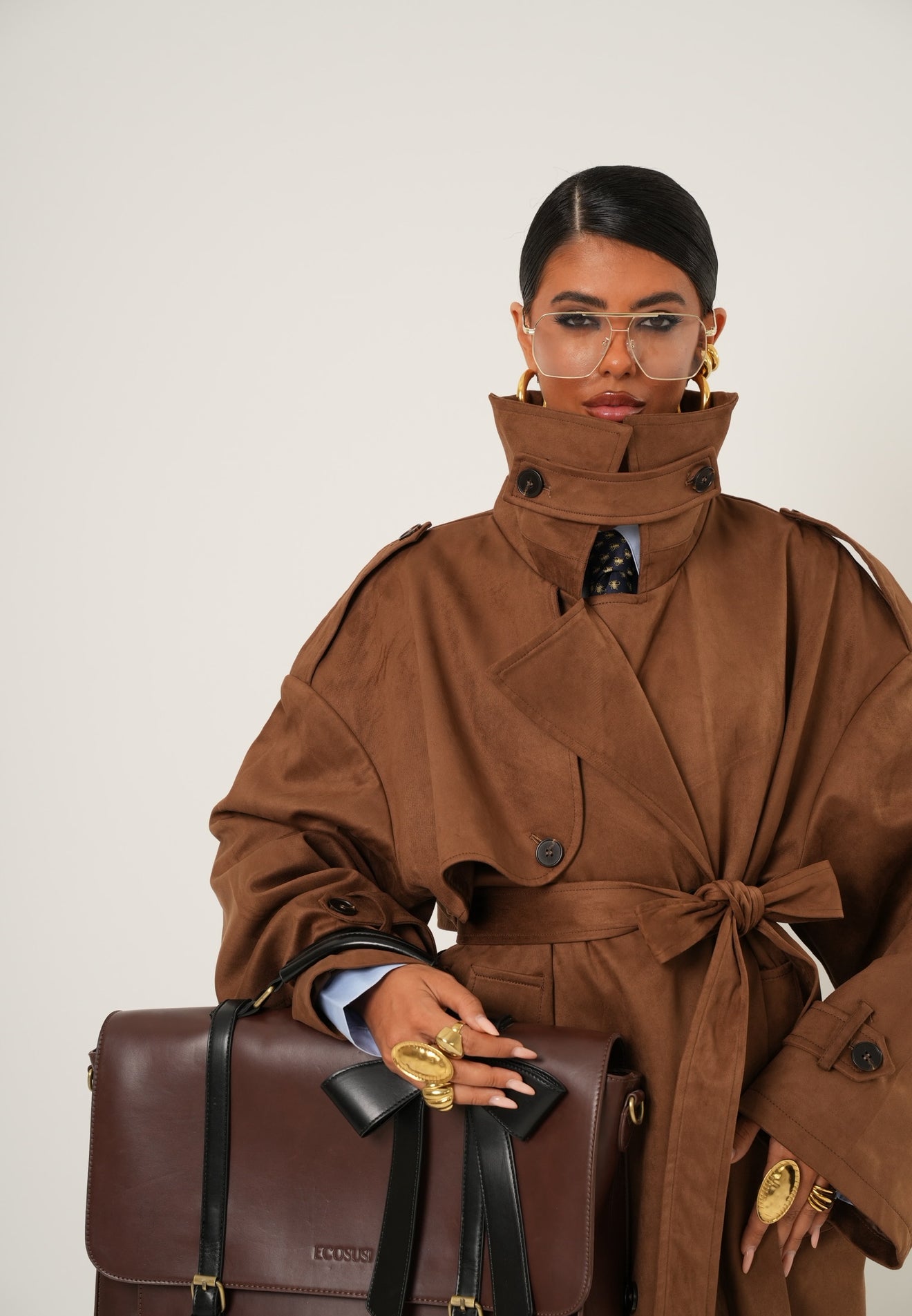 Trench ecocamoscio Elide marrone
