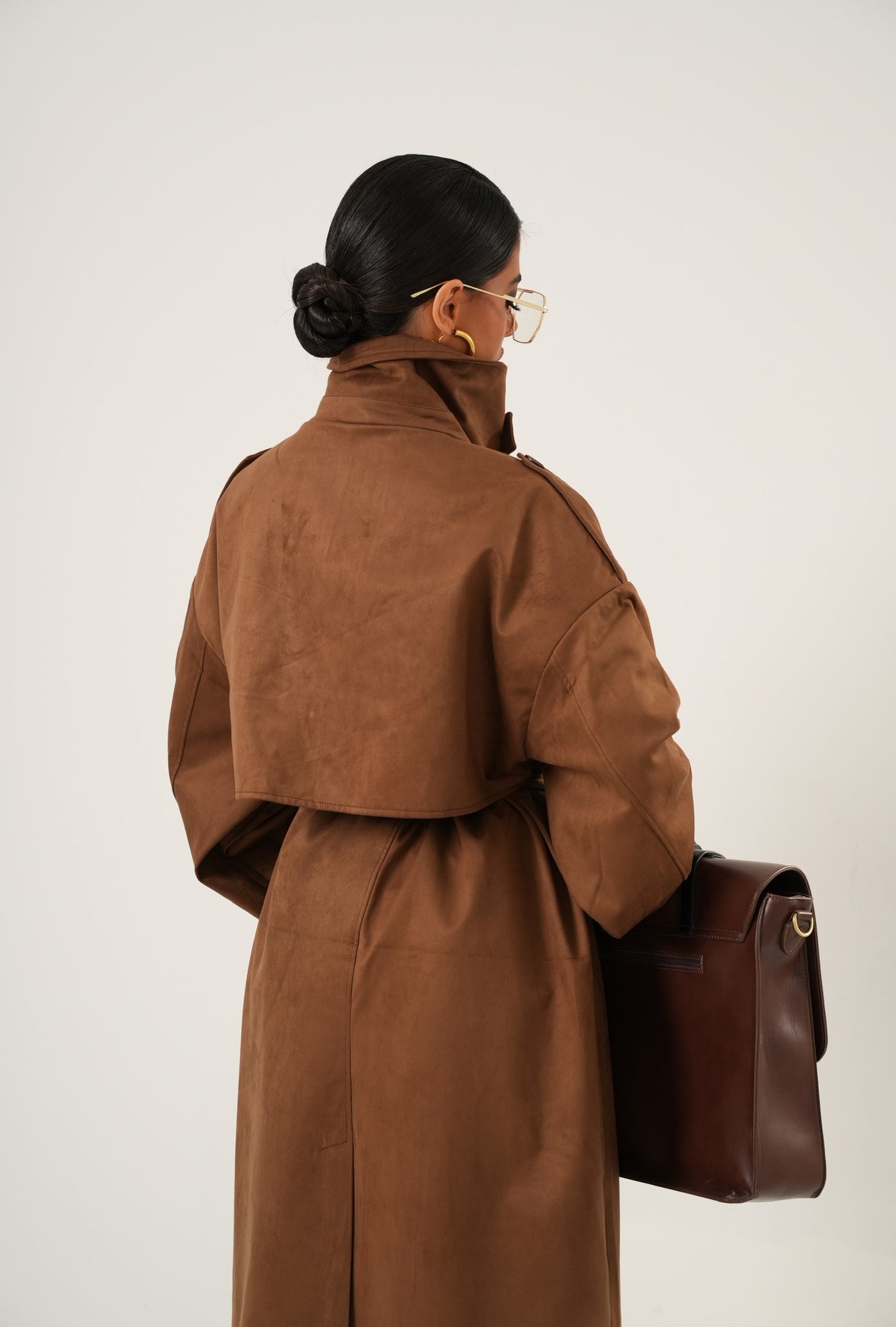 Trench ecocamoscio Elide marrone